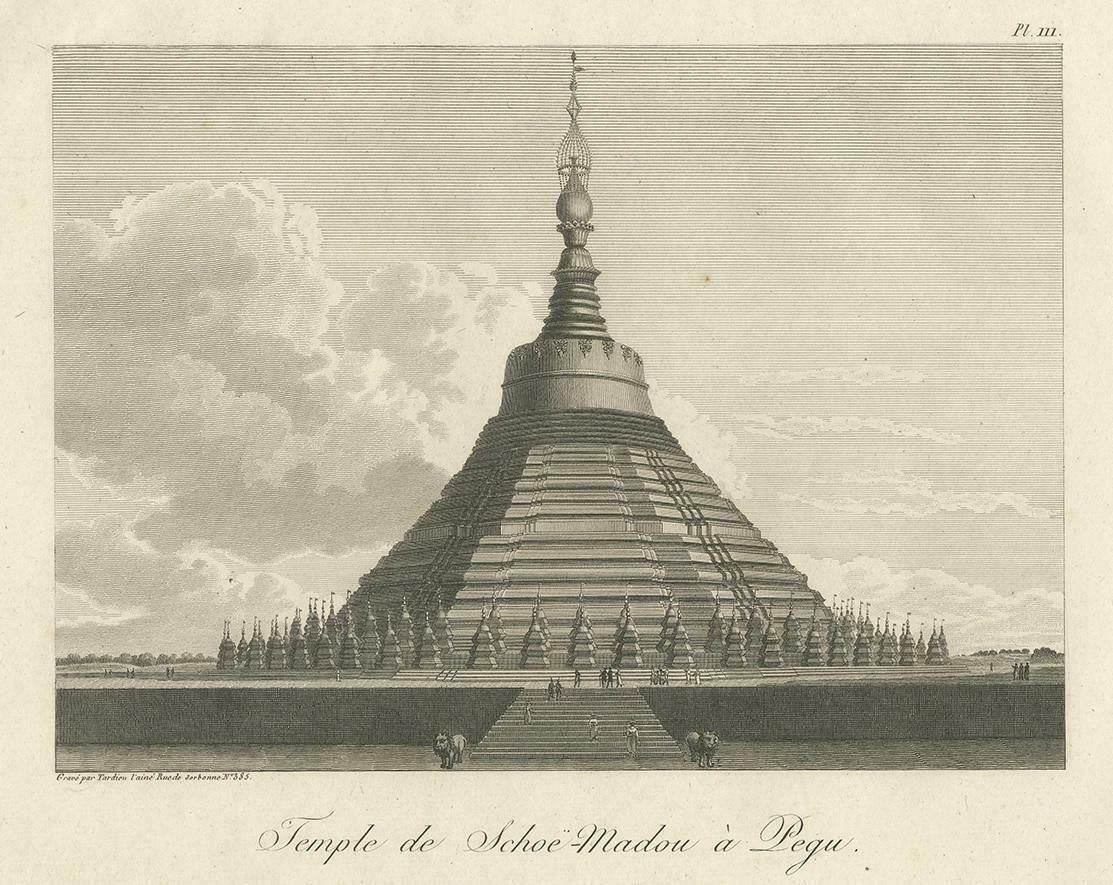 Antique Print Of The Golden Temple At Pegu By Symes (1800) photo Art