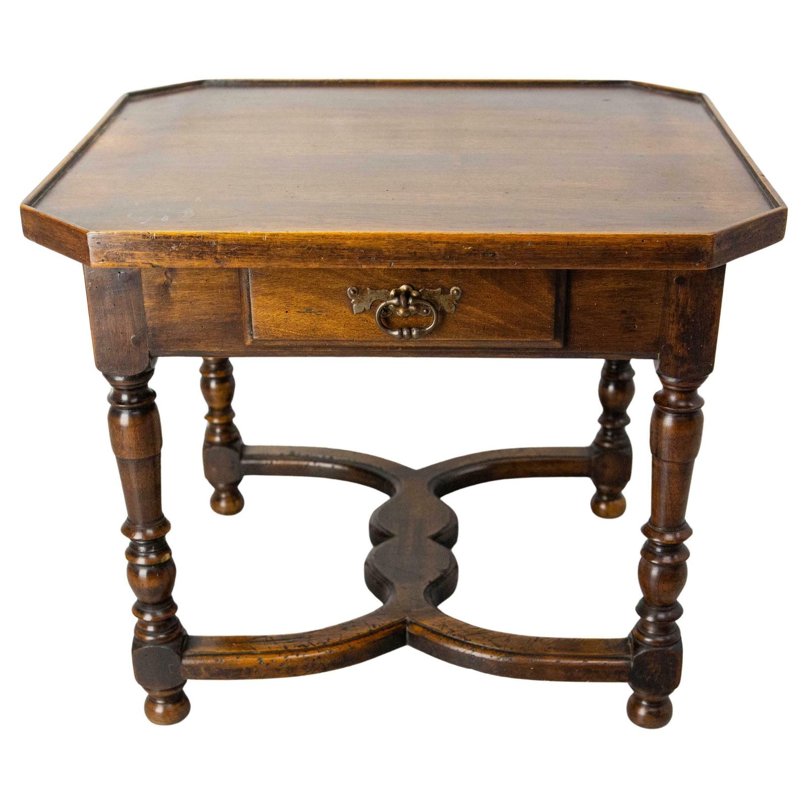 Antique French Walnut Coffee Table End Table With Drawer Circa 1940 photo vinterior