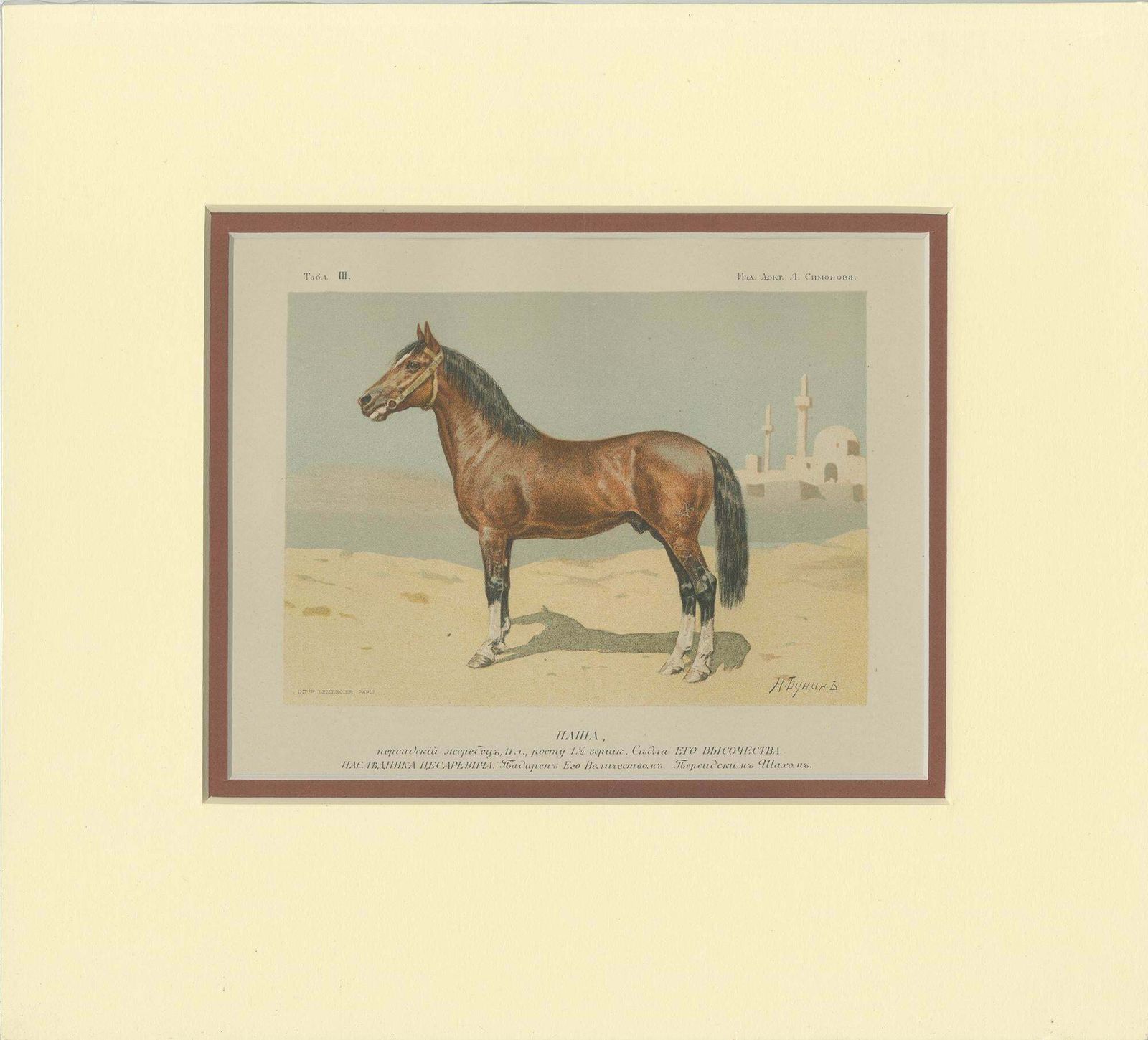 Set Of 2 Antique Horse Prints By Simonov photo for sale