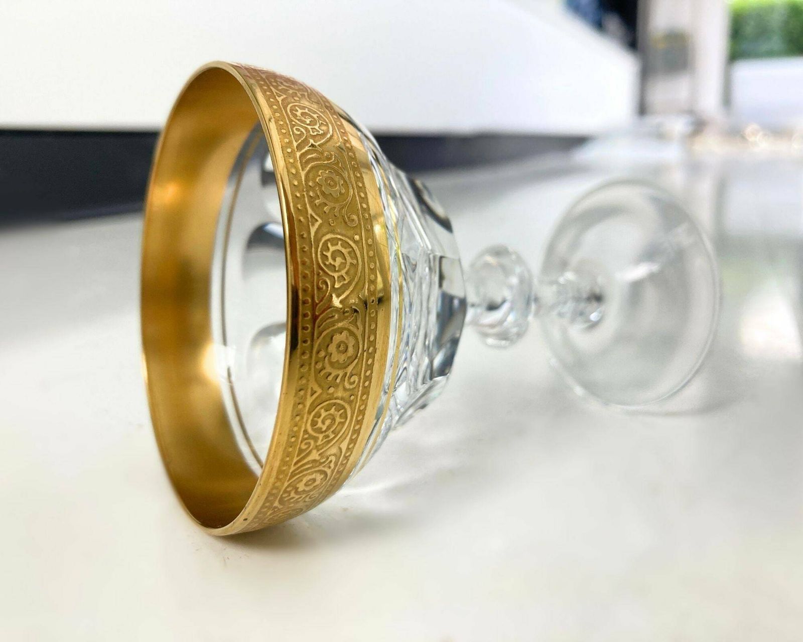 Kristallen Cordial Coupes Goud | 6 Stuks Likeurglas | Theresienthal Bernadotte | Gesigneerd photo furniture