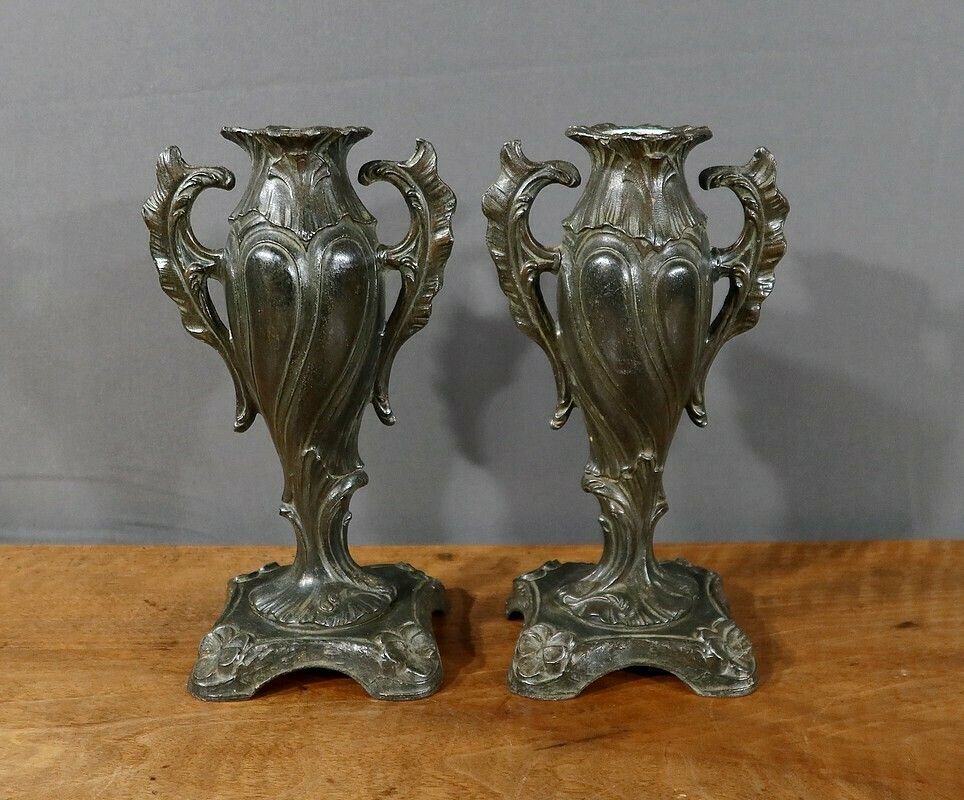 Pair Of Soliflores In Regulates, Art Nouveau   Late 19th Century photo vinterior