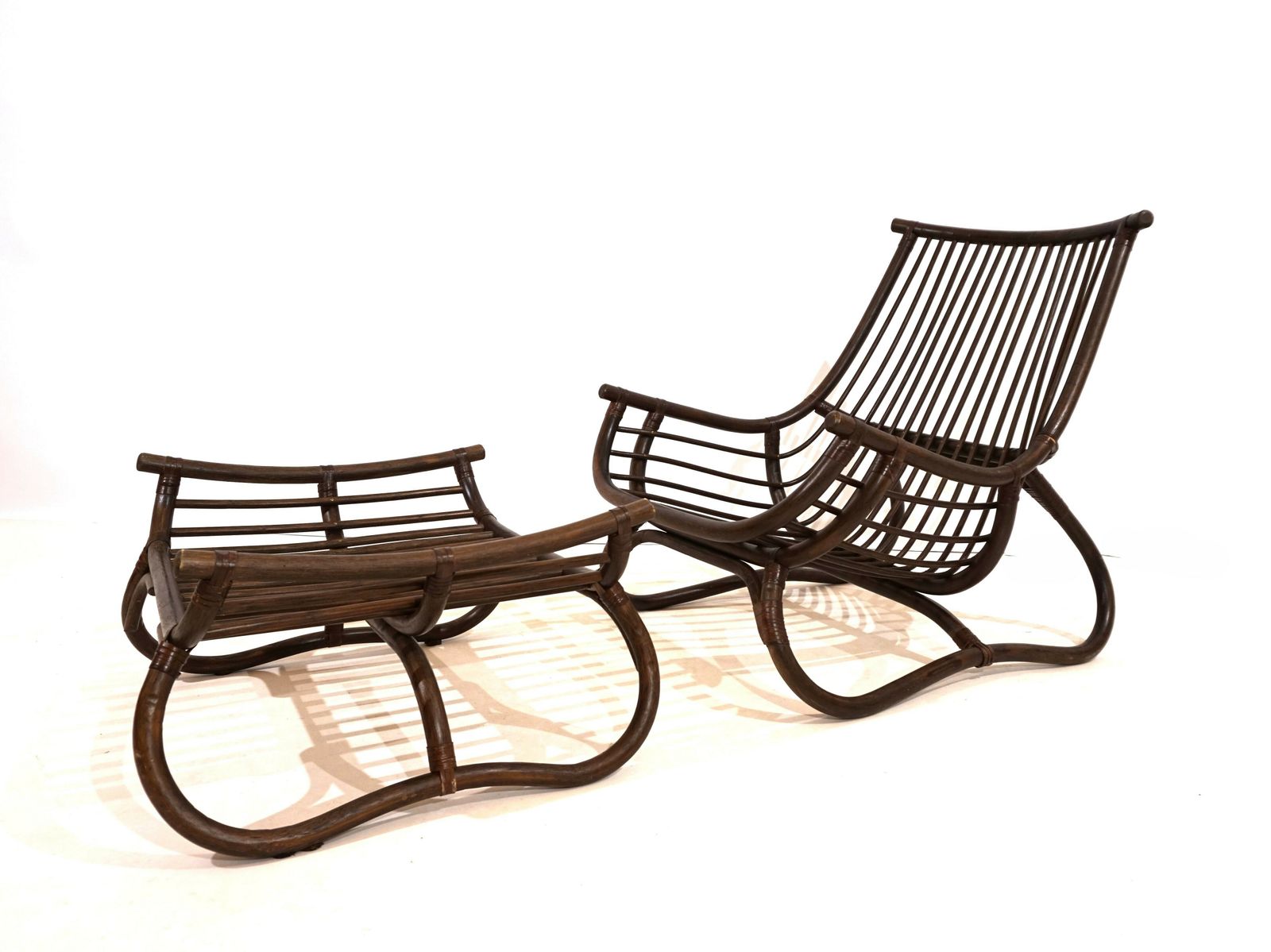 Manou Rattan Lounge Chair In Pagoda Style