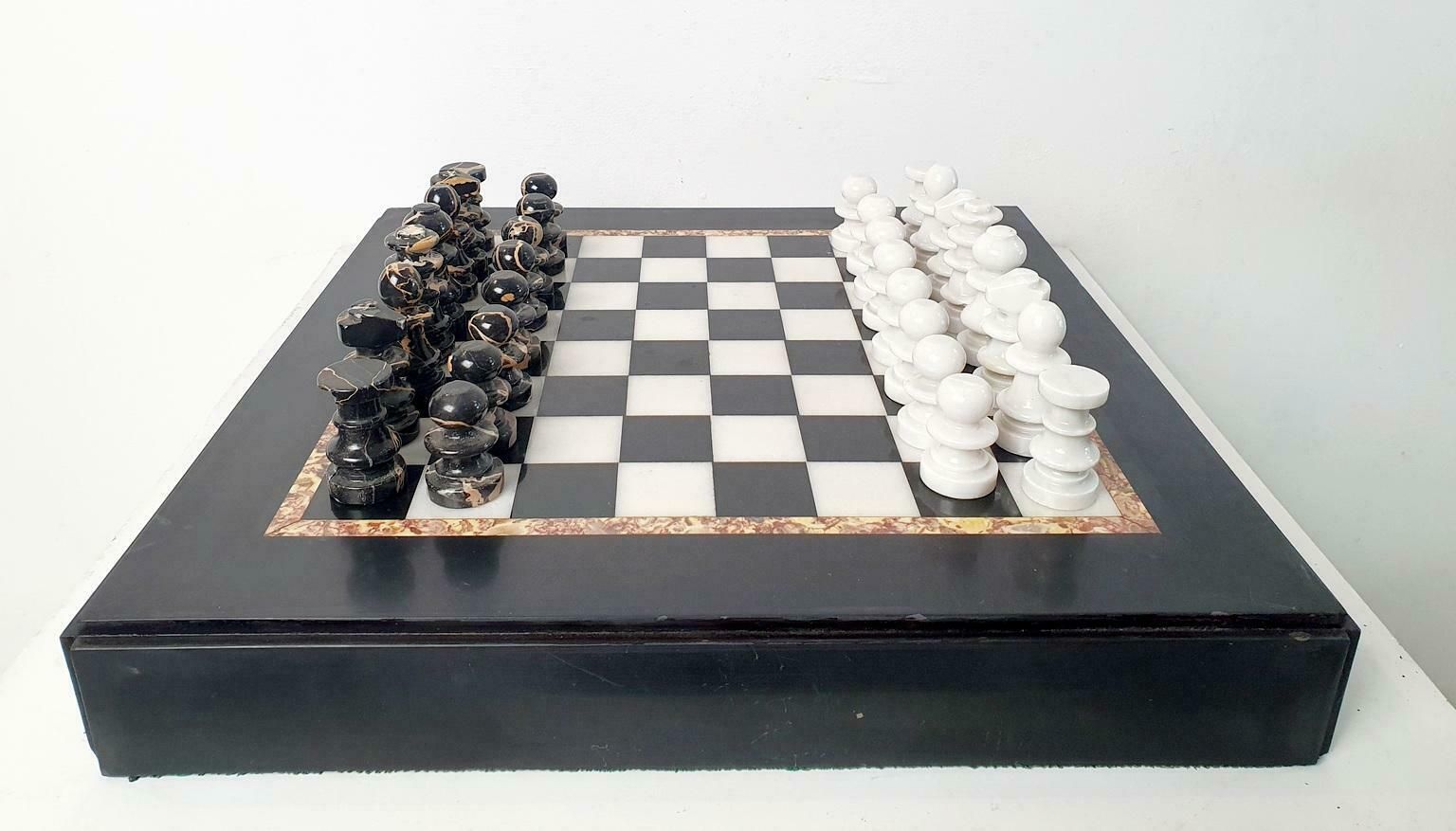 Italian Marble Chess Board, 1980s photo vintage