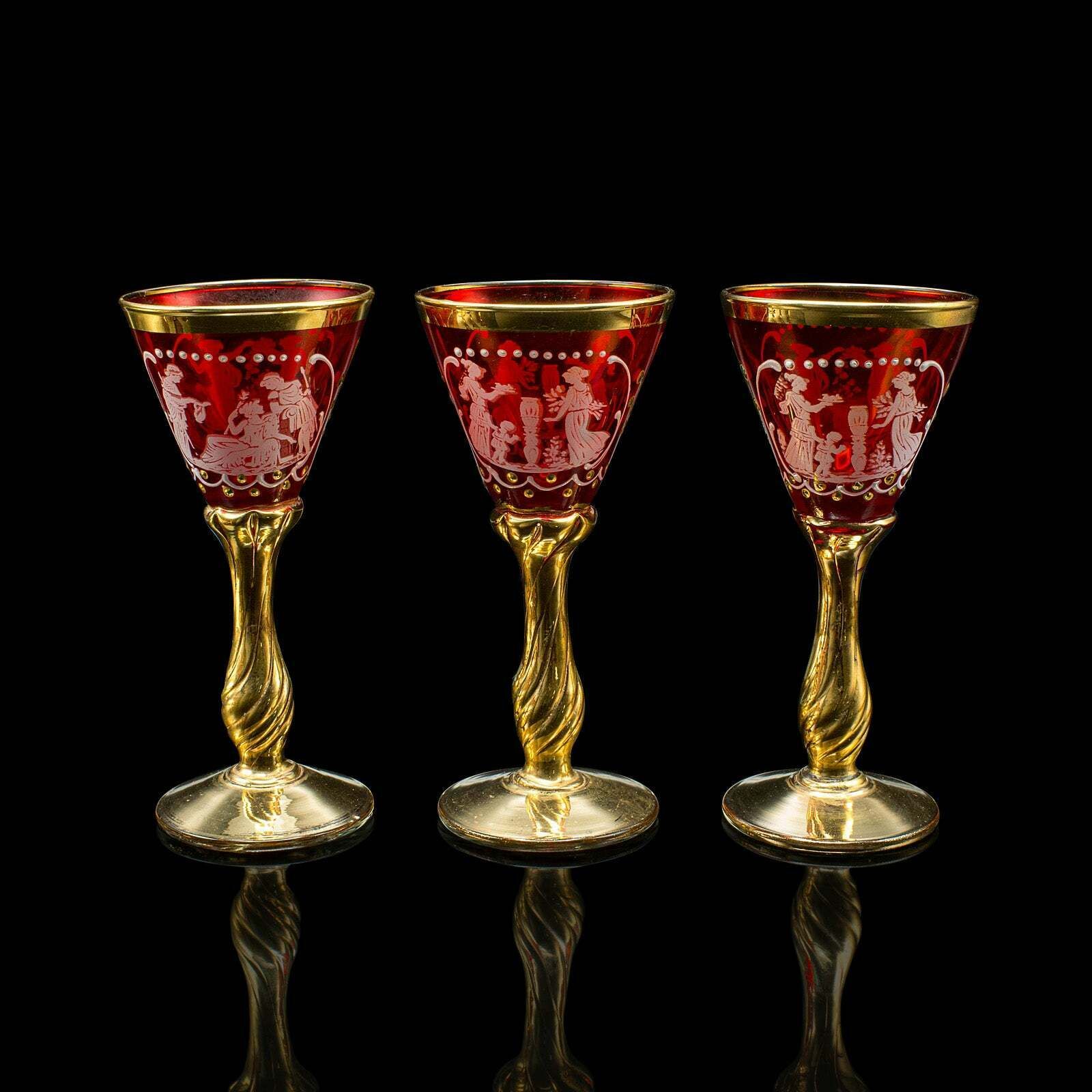 Home Decor Vintage Aperitif Serving Set, Italian, Art Glass, Ewer, Wine Glasses, Circa 1970 photo