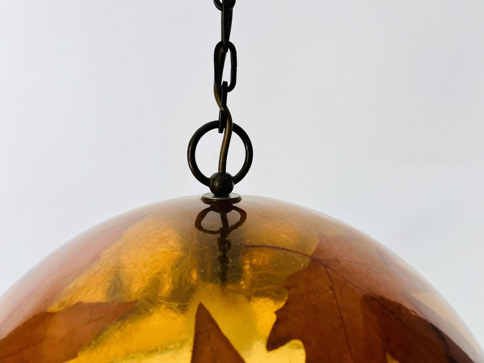photo furniture Acrylic Glass Pendant Lamp With Leaves And Brass Base, Germany, 1970s