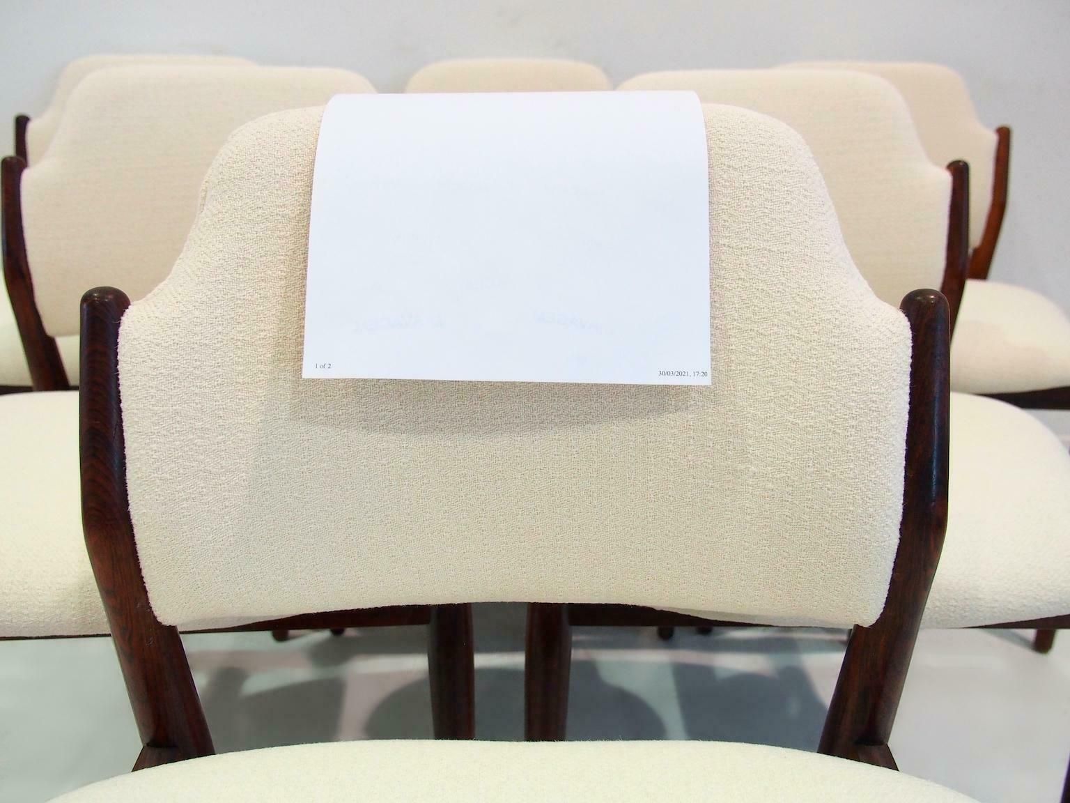 Set Of Six Arne Vodder For Sibast Hardwood Chairs With White Textile Covers photo 4642.0