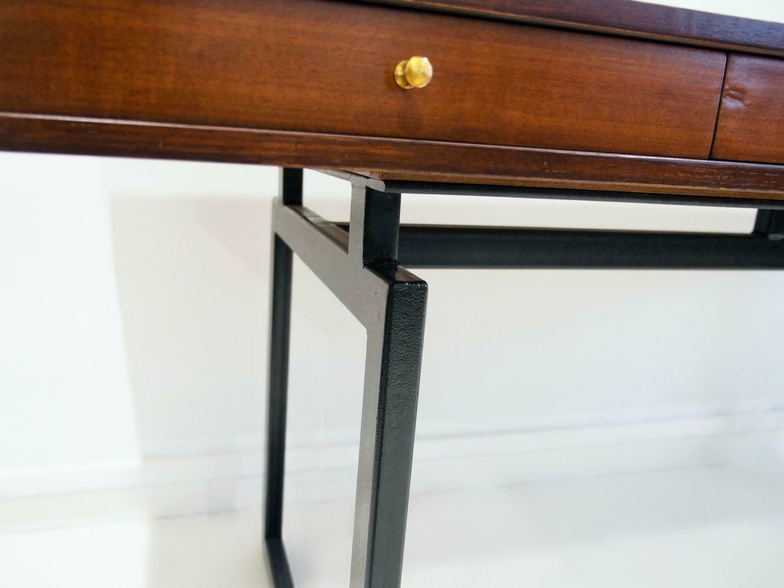 photo for sale Wooden Writing Desk With Drawers And Black Lacquered Legs