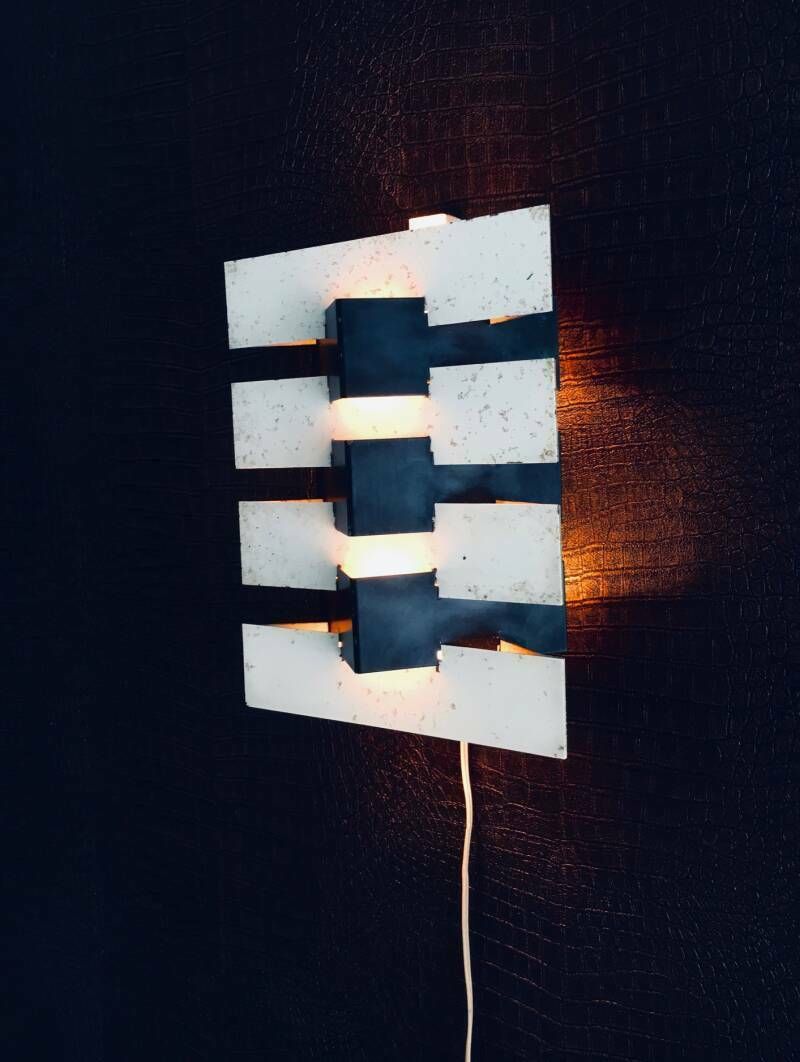 Modernist Geometric Wall Lamp By J.J.M. Hoogervorst For Anvia Almelo, Netherlands 1960's photo furniture