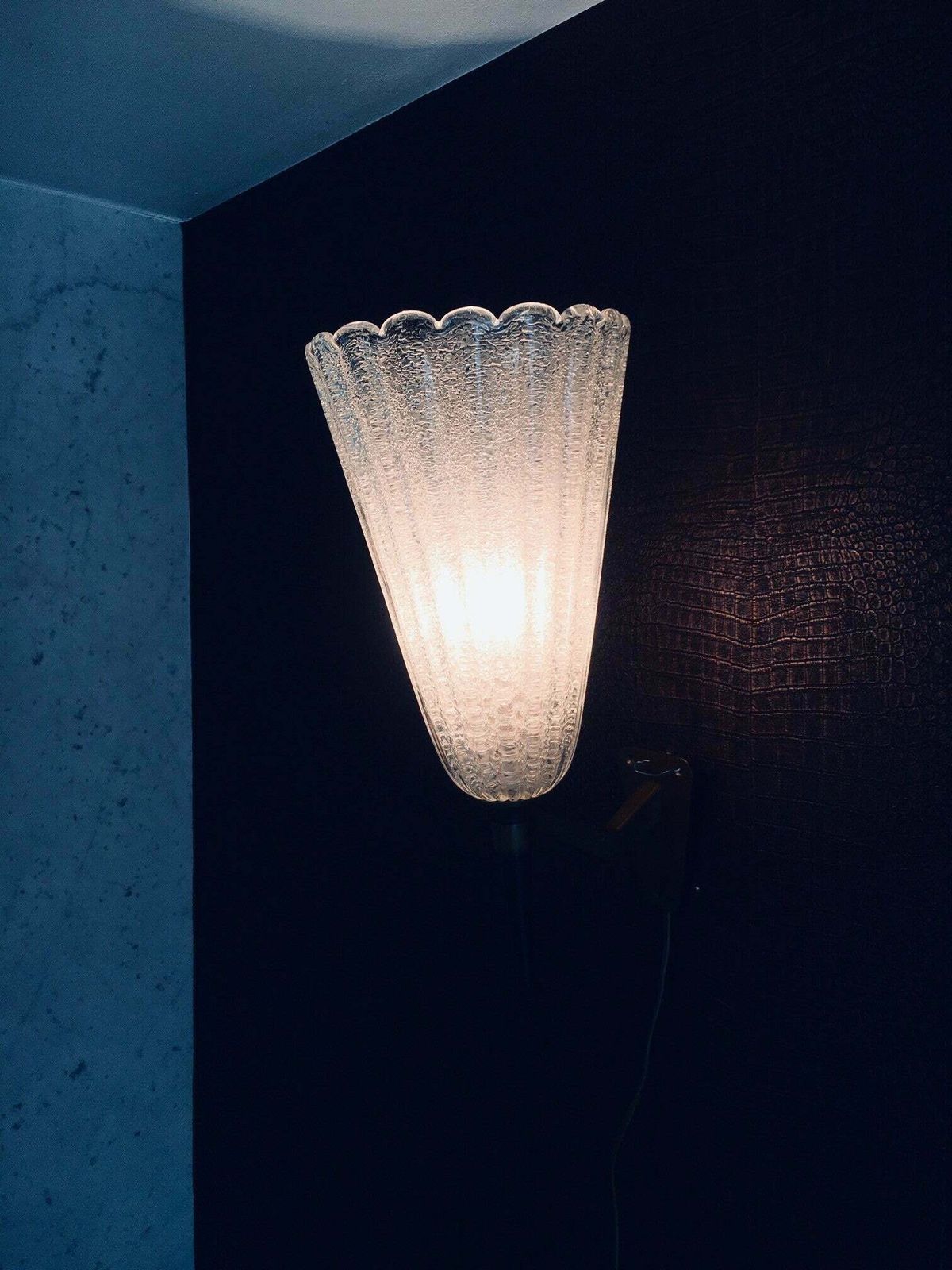850.0 Vintage Mid Century Italiaans Design Kunstglas Wandlamp Van Barovier & Toso photo