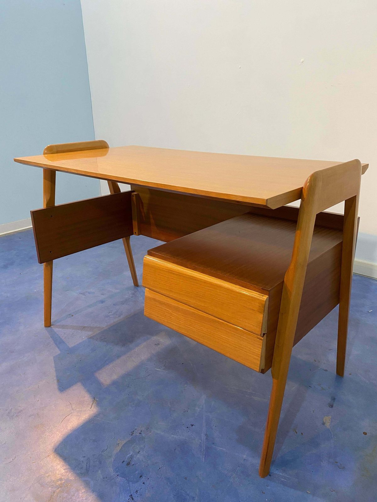 Italian Mid Century Modern Desk And Chair Designed By Vittorio Dassi In 1950s photo vintage