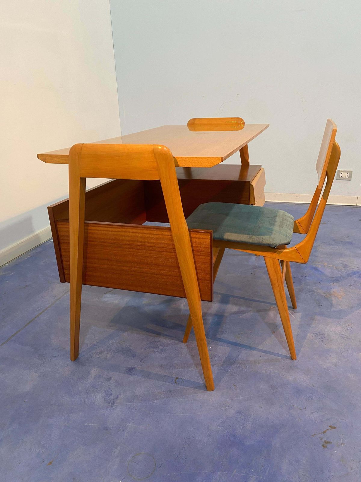 Furniture Italian Mid Century Modern Desk And Chair Designed By Vittorio Dassi In 1950s photo
