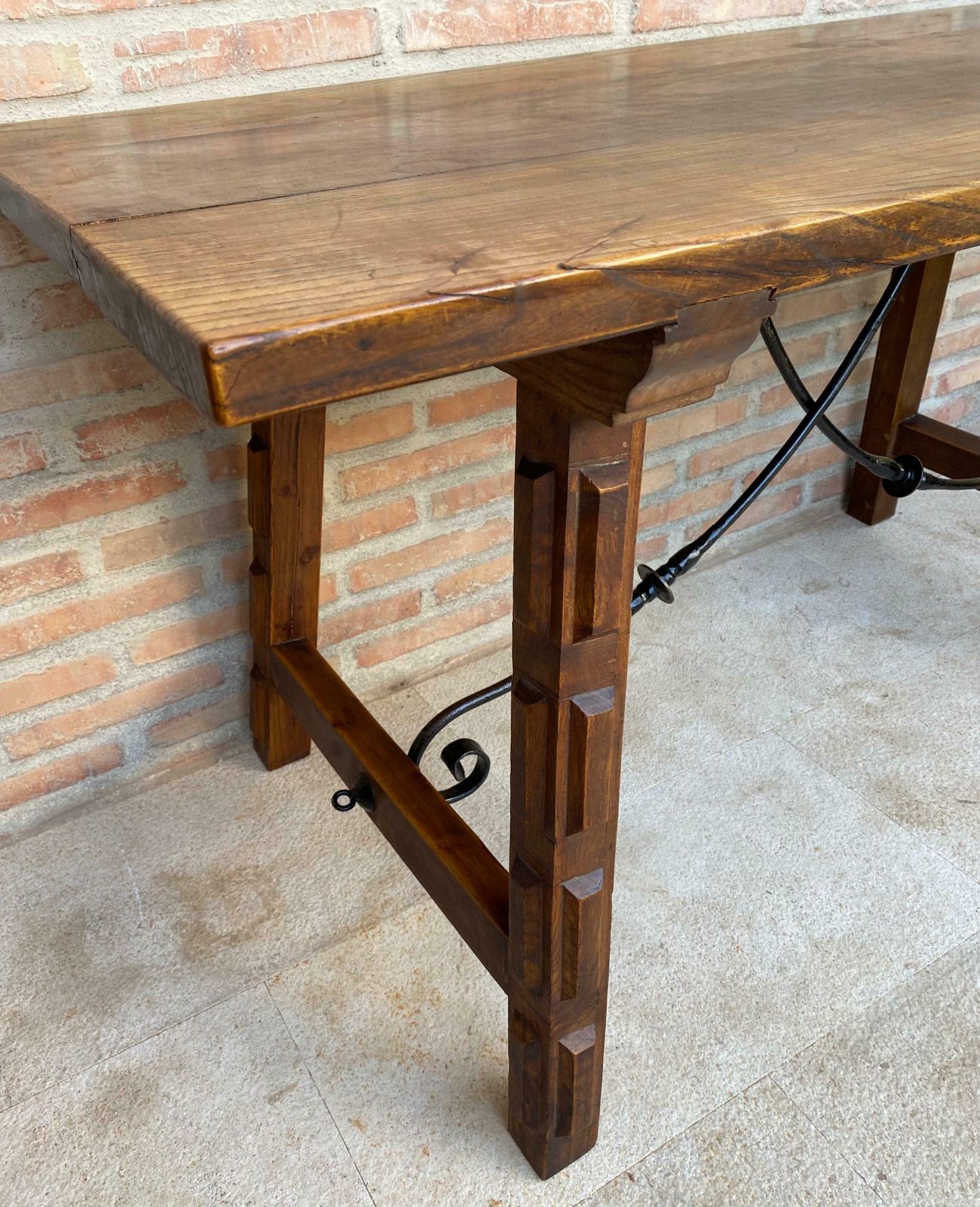 Antique Spanish Oak Work Table, 1800s photo vinterior