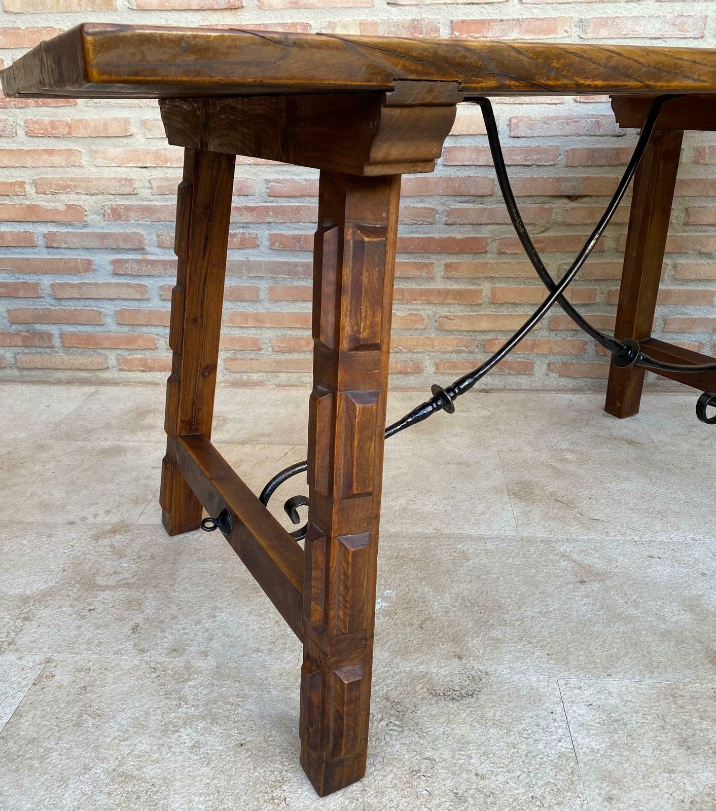 Furniture Antique Spanish Oak Work Table, 1800s photo