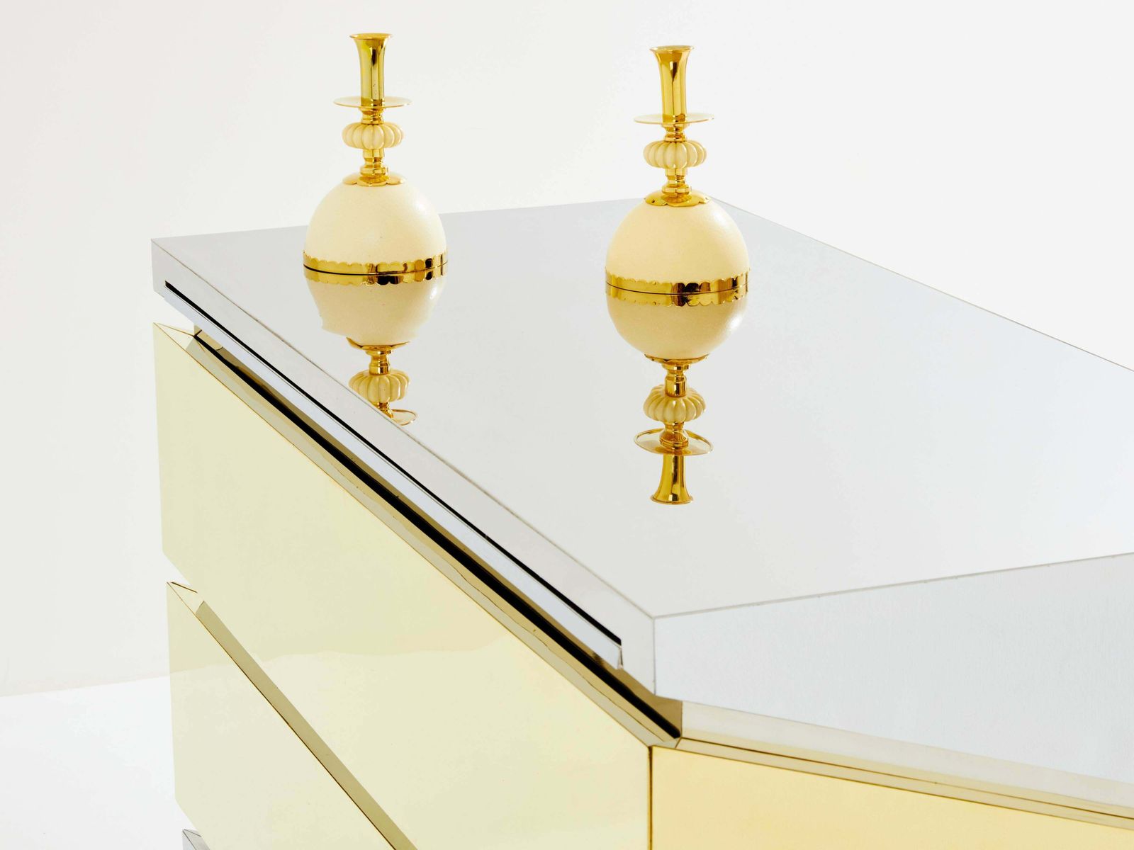 133561.0 Commode Gabriella Crespi Mr Mme en chrome et laiton, 1972 photo