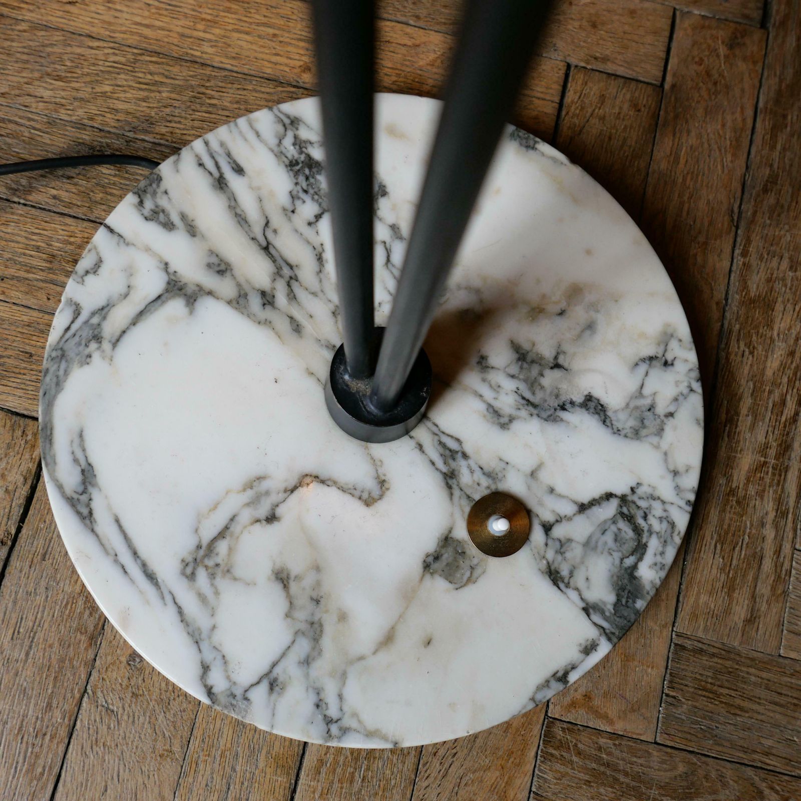 Mid Century Modern Steel Marble Floor Lamp By Angelo Brotto, Italy 50s photo for sale