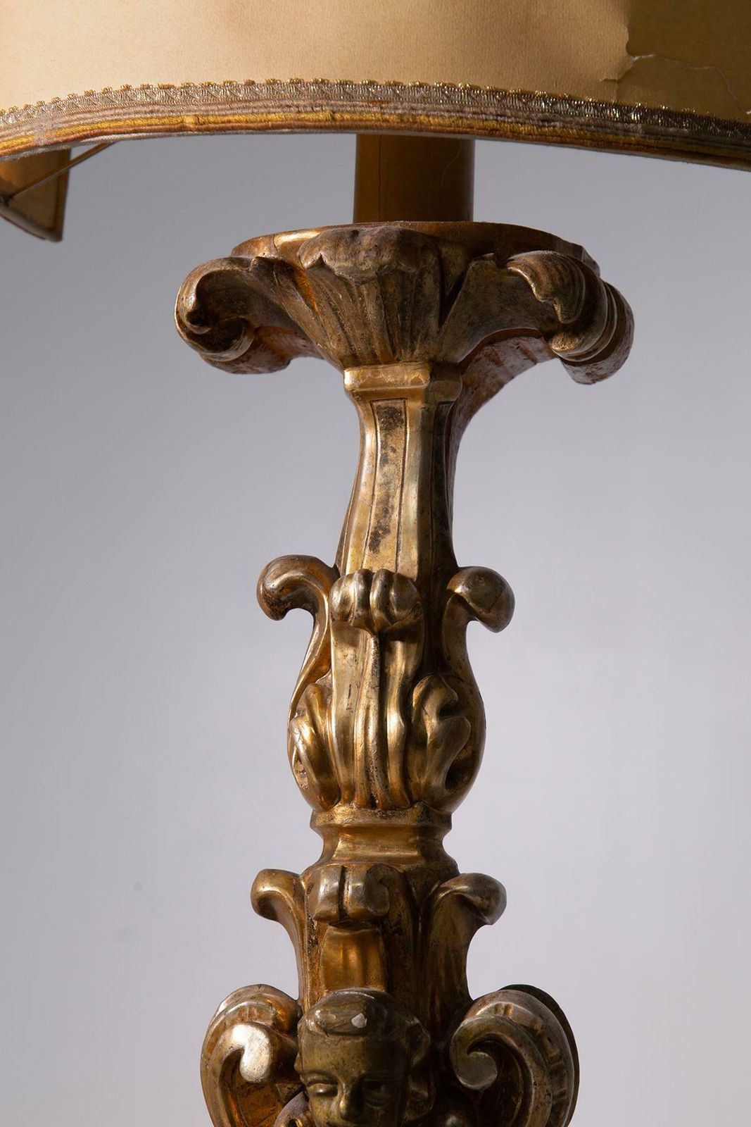 Pair Of Antique Wooden Lamps, Gilded By Pietro Cipriani photo vintage