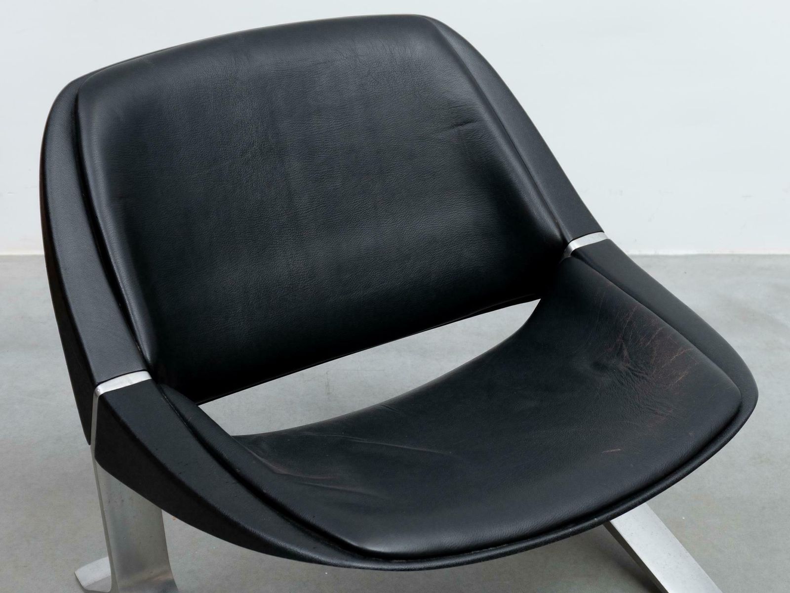 7708.0 Pair Of Knut Hesterberg Lounge Black And Chrome Club Arm Chairs, Germany 1971 photo