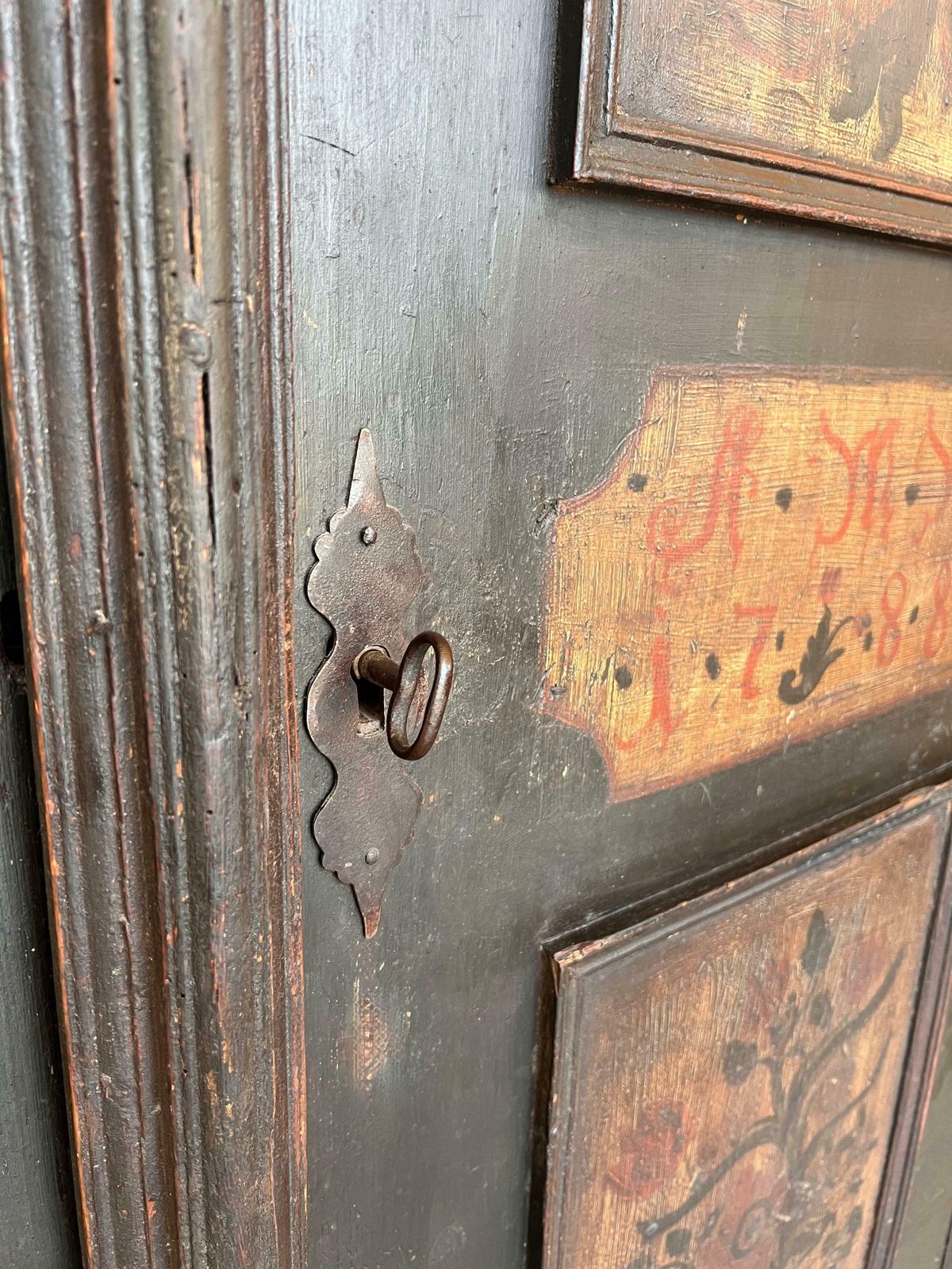 1788 Spanish Painted Wardrobe, 1700s photo vintage