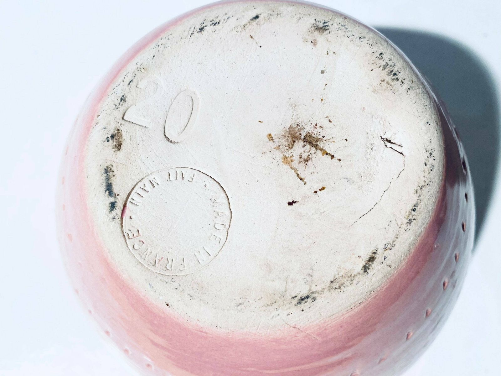 photo for sale Vintage Pink Ceramic Planter Made Mainly Handmade France