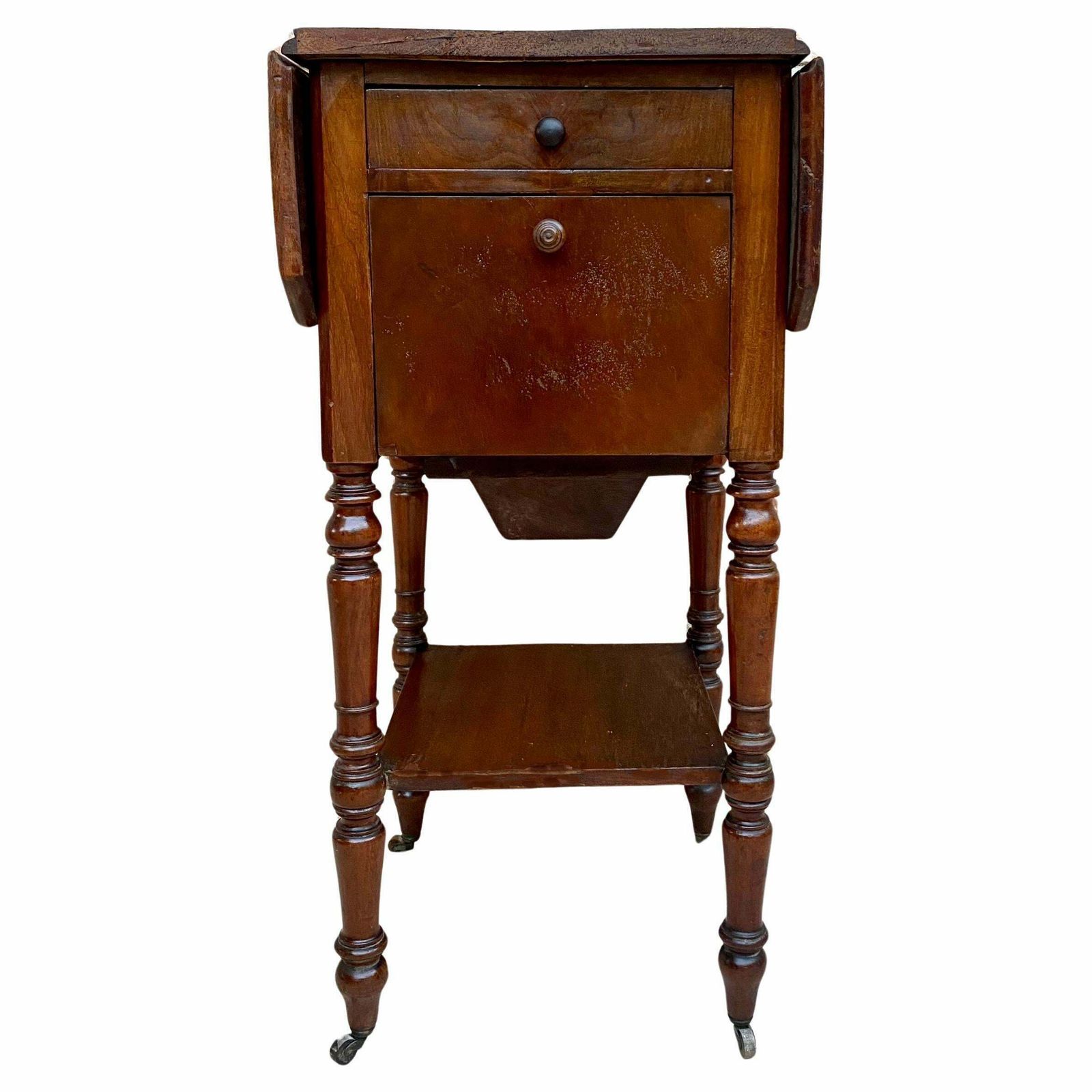 Table Regency anglaise en noyer, avec abattants et roulettes, années 1920 photo furniture