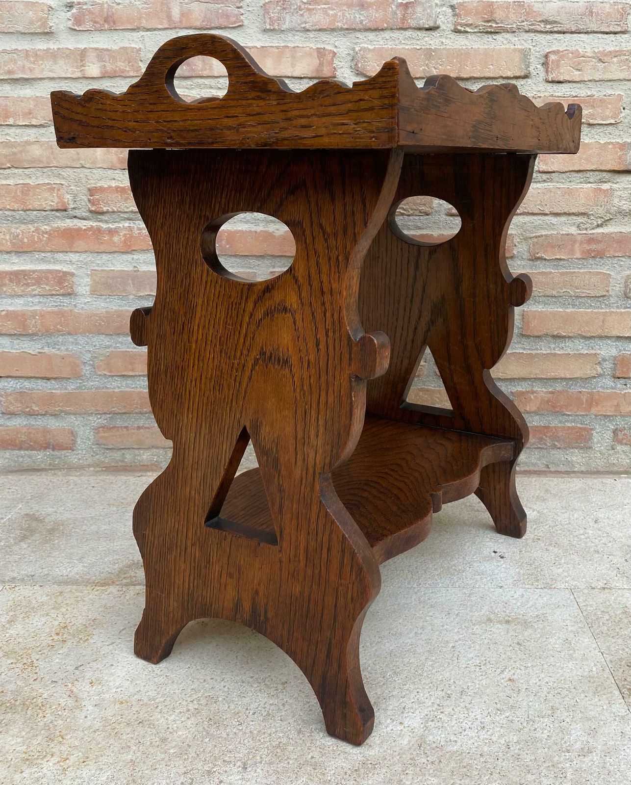 Early 20th Century French Hand Carved Oak Trolley Bar, 1920s photo Furniture