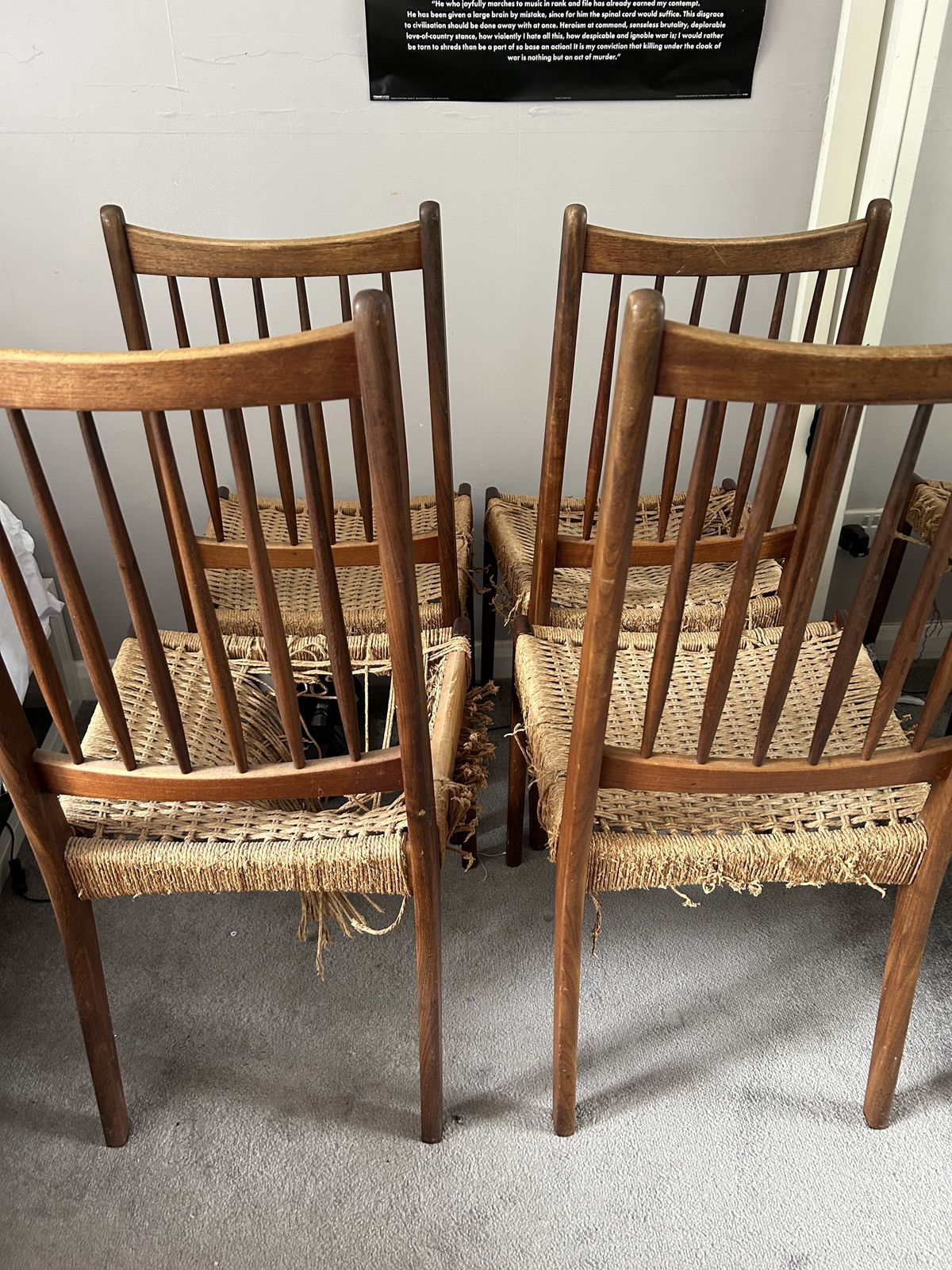 Midcentury Arne Hovmand Olsen For Mogens Kold 4 X Danish Dining Chairs photo vintage