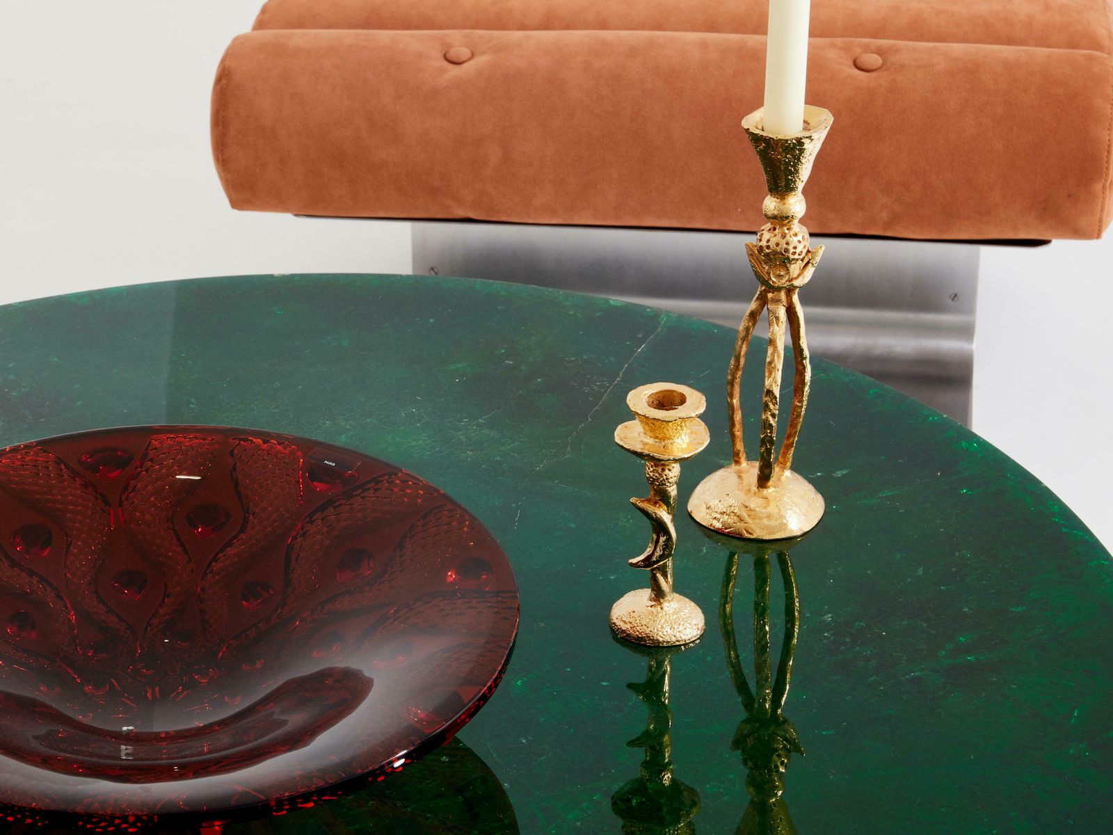 Marie Claude De Fouquières Round Fractal Resin Coffee Table 1970 photo vintage