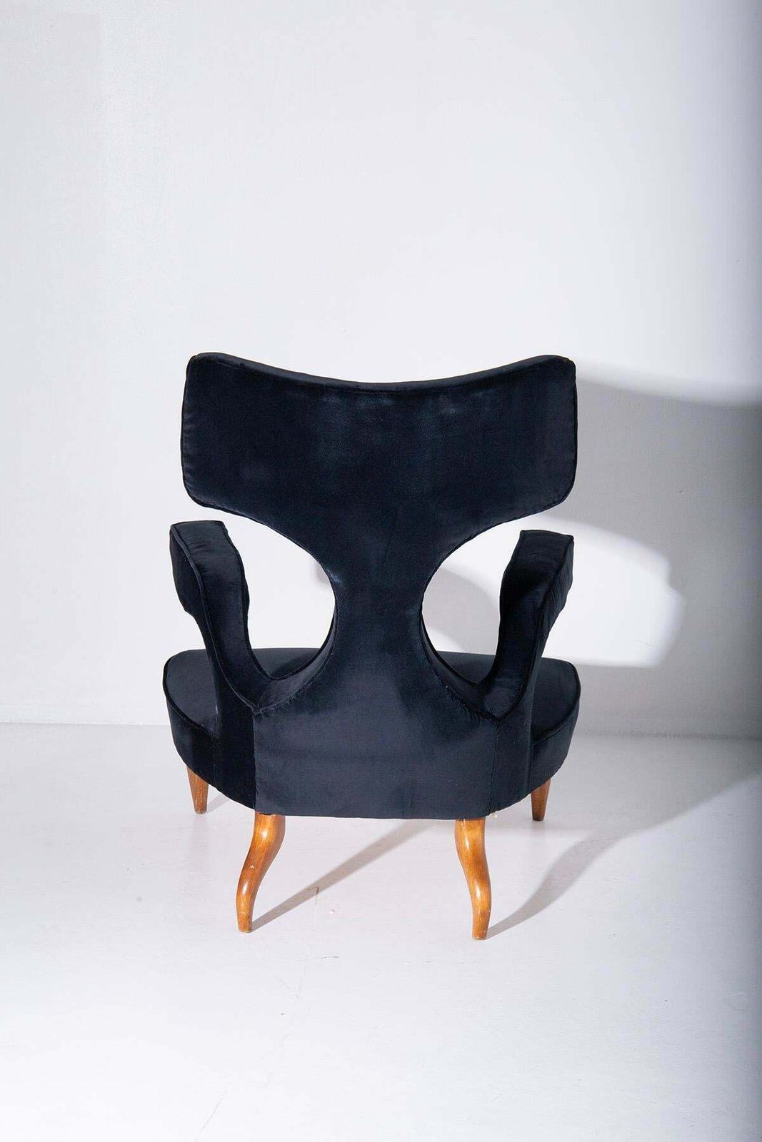Pair Of Zavanella Wood And Black Velvet Chairs photo vinterior