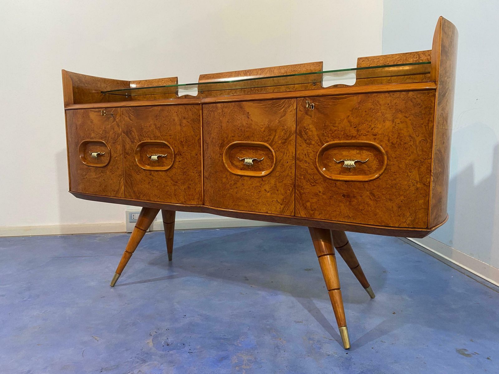 Italian Mid Century Sideboard Honey Color In Birch Wood, 1950s photo buy
