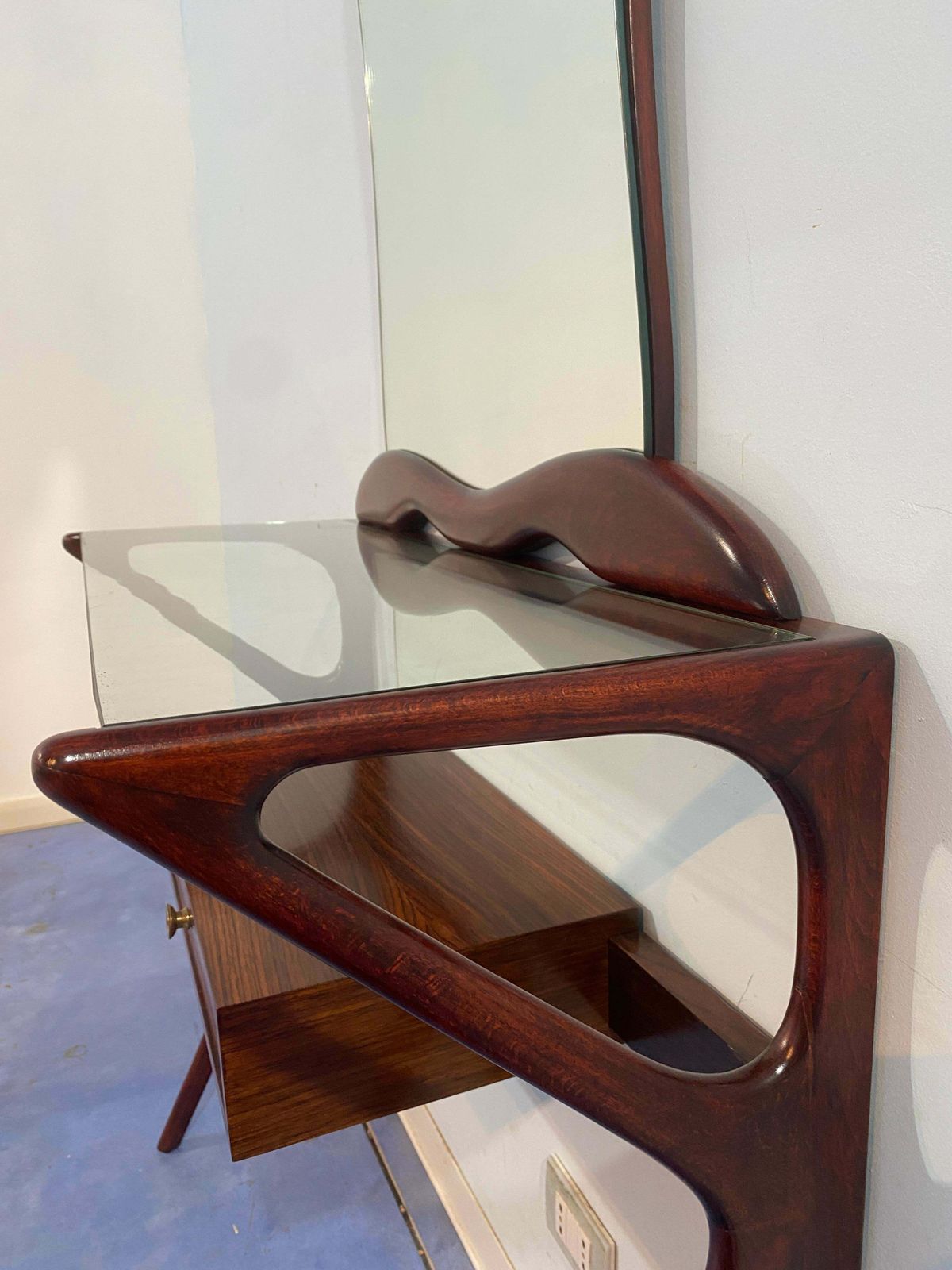 photo buy Italian Mid Century Console Table With Mirror Attributed To Ico Parisi, 1950s