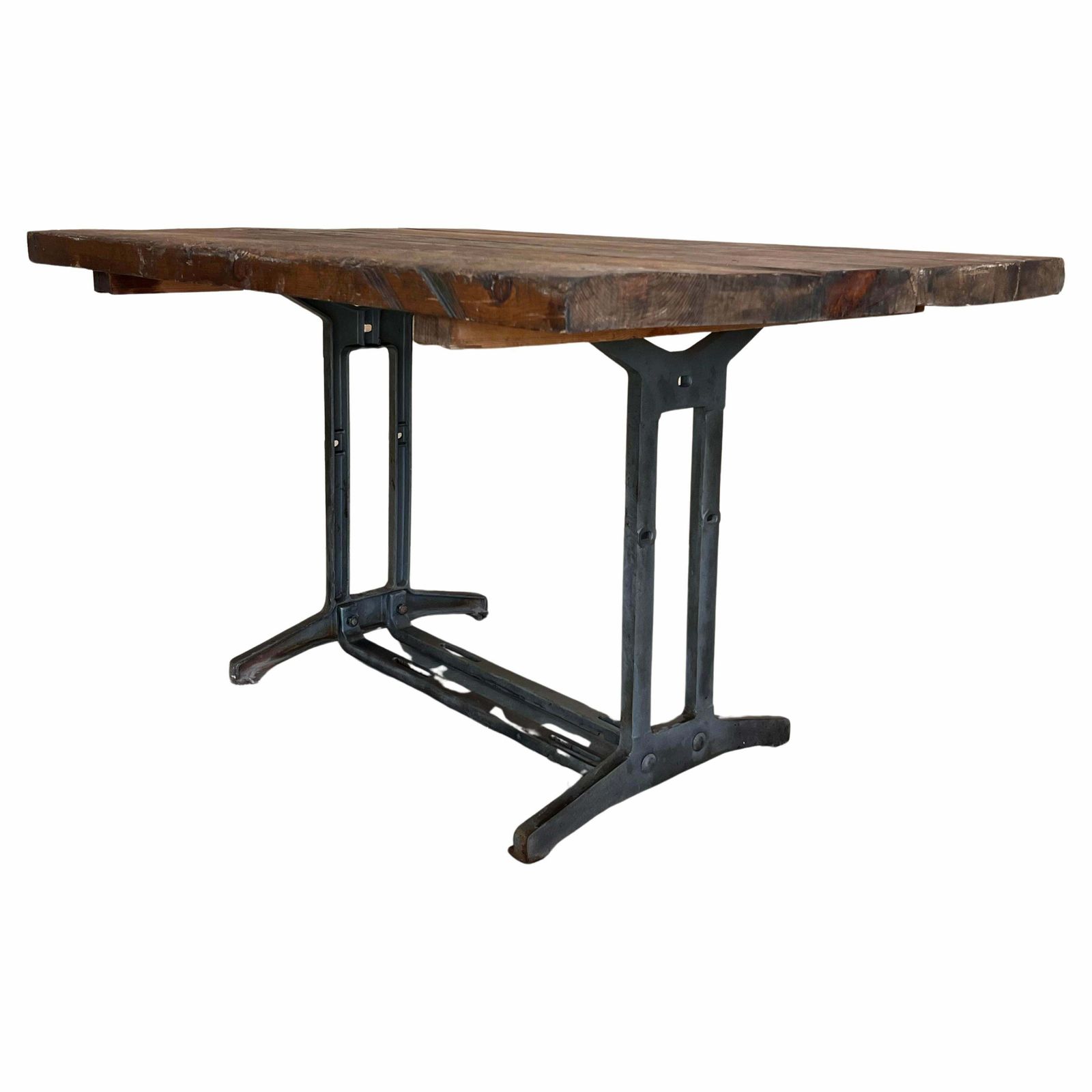 French Solid Cast Iron French Work Table With Wood Top