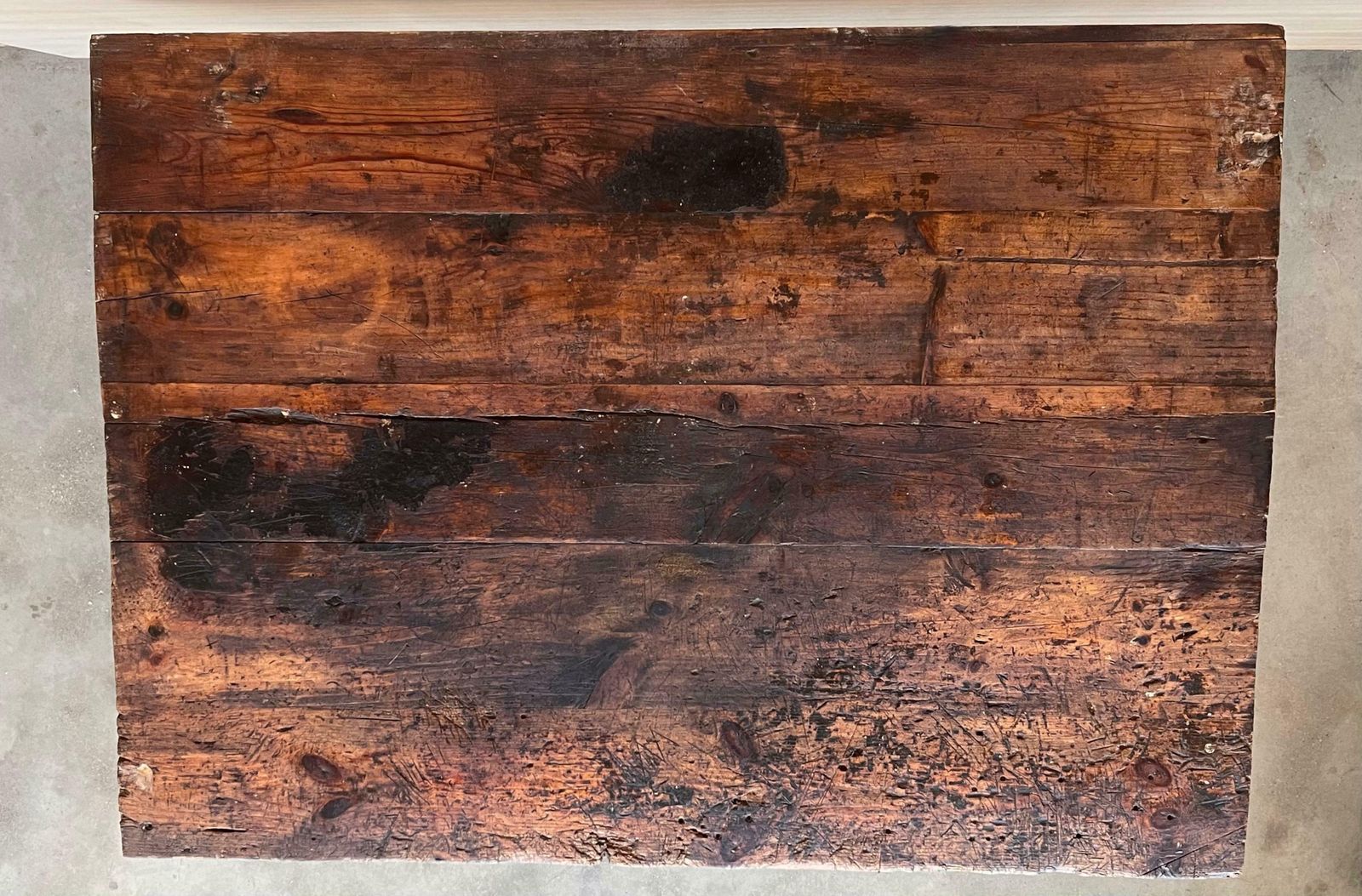photo buy Table de travail française en fonte pleine, plateau en bois