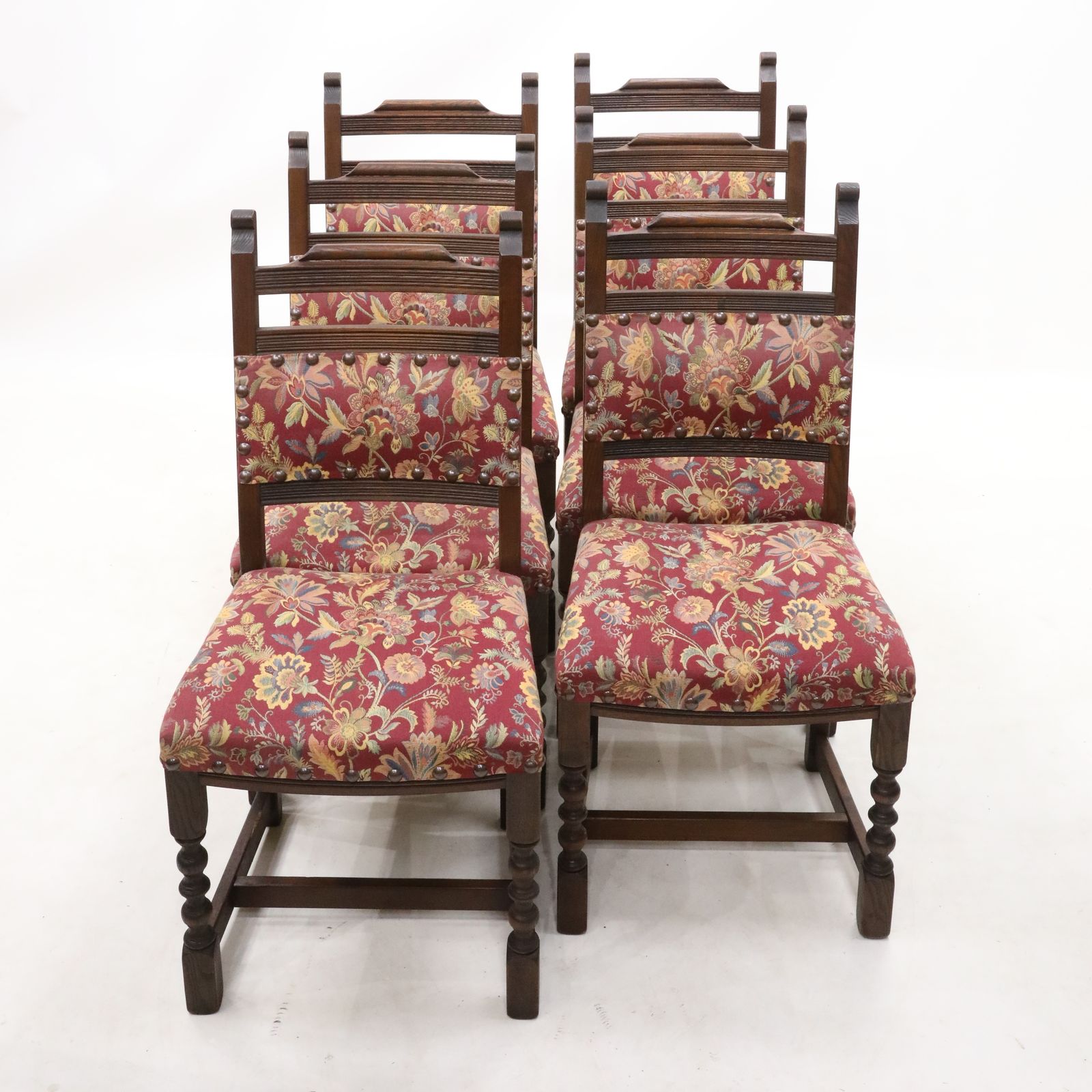 6 Old Charm Dining Chairs Tudor Brown Studded Upholstery Free Uk Delivery photo furniture