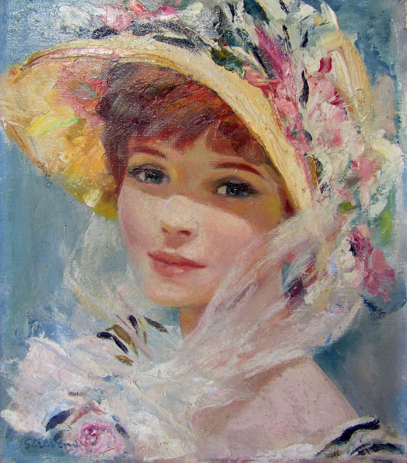 Fine Impressionist Oil On Canvas Society Lady By John Strevens (1902 1990) photo furniture