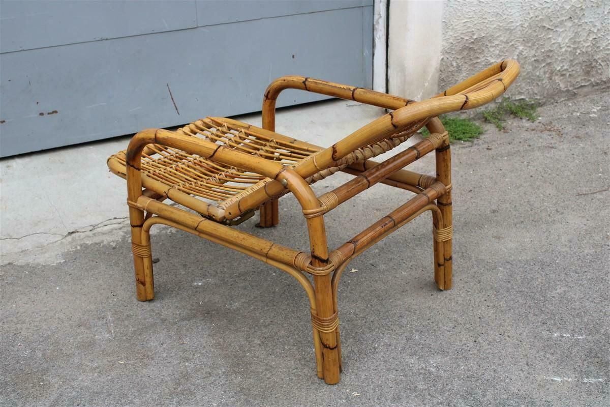 Reclining Armchair 1950 In Bamboo Italian Design Tito Agnoli Style photo vinterior