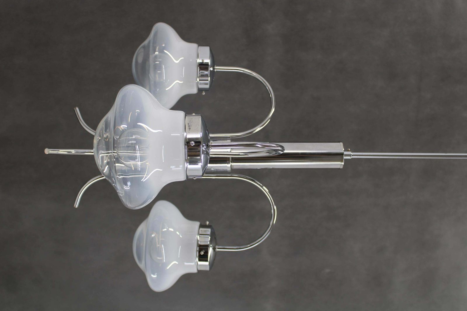 1960s Chrome Plated Chandelier With Murano Glass, Italy photo for sale