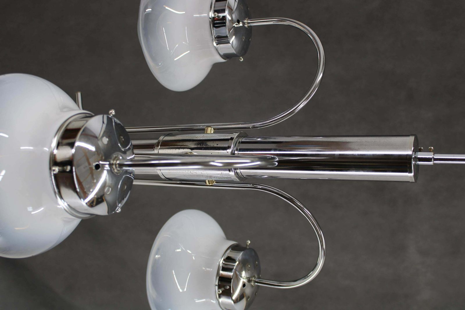 1960s Chrome Plated Chandelier With Murano Glass, Italy photo Lighting