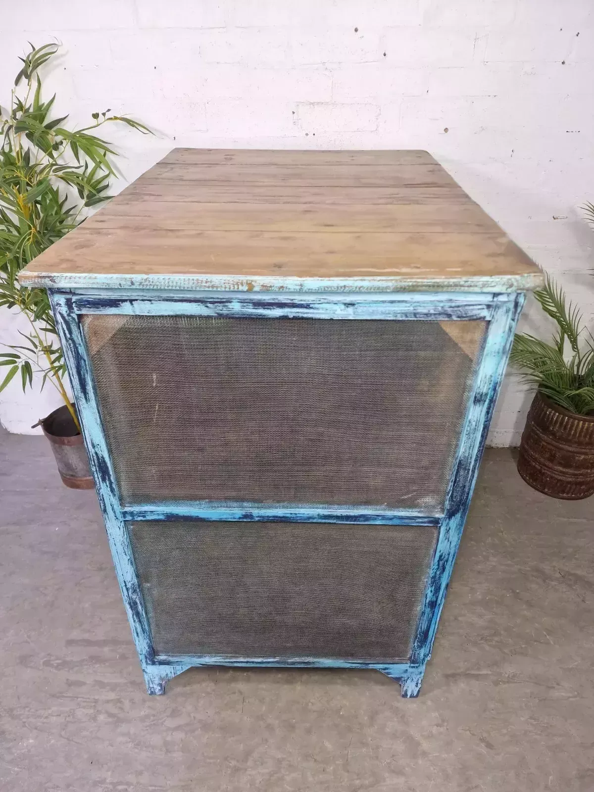 photo for sale Large Vintage Indian Kitchen Island Sideboard Console Table Drinks Tv Cabinet