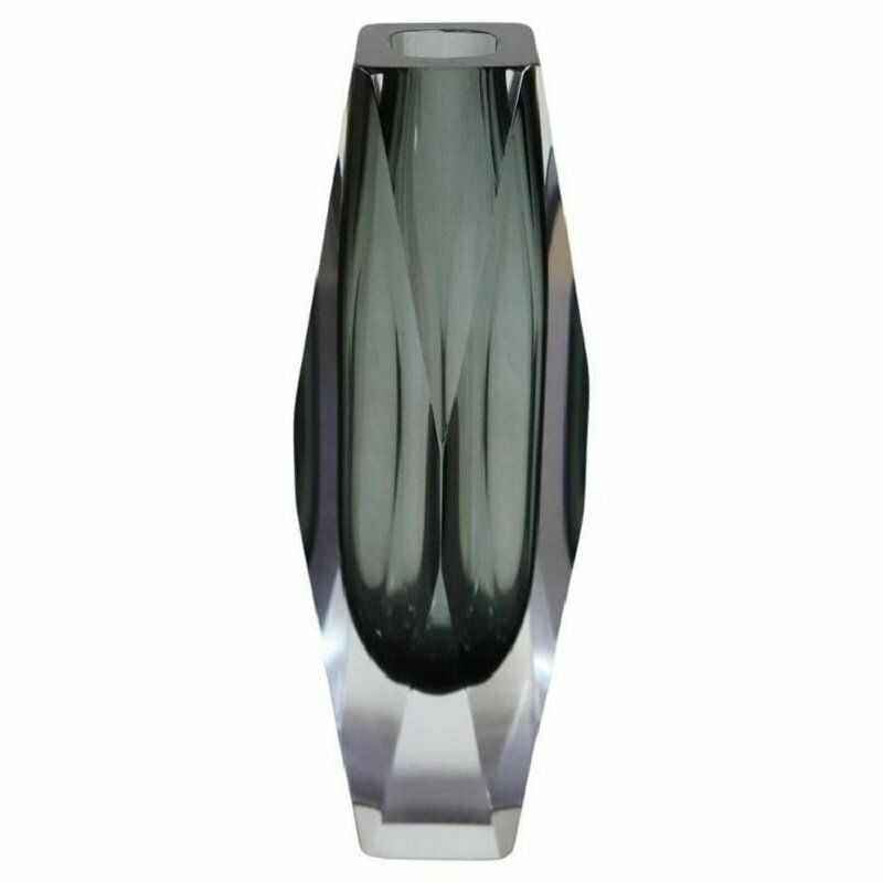Art Glass Smoked Grey Vase Attributed To Flavio Poli For A. Mandruzzato, 1960s