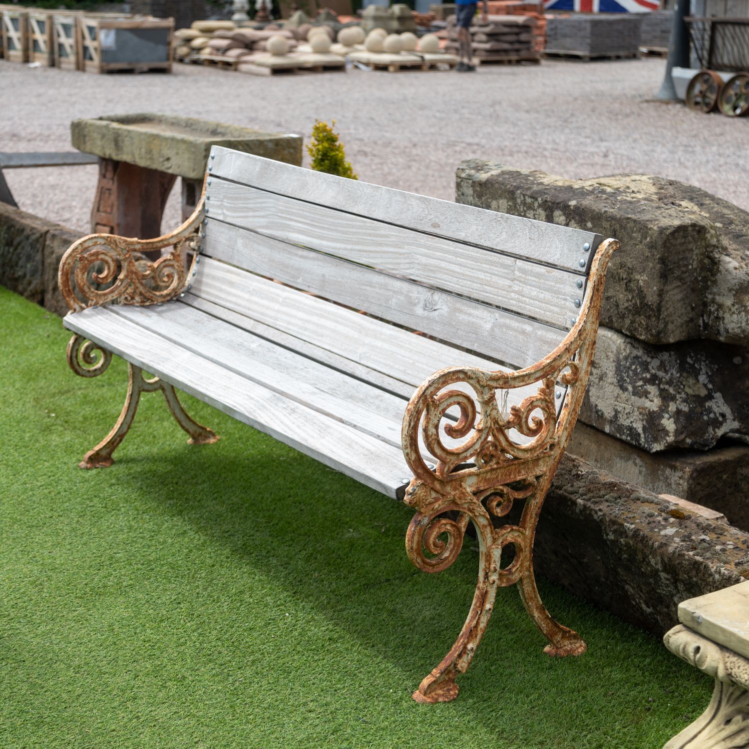 Antique Garden Bench With Decorative Cast Iron Ends photo 475.0