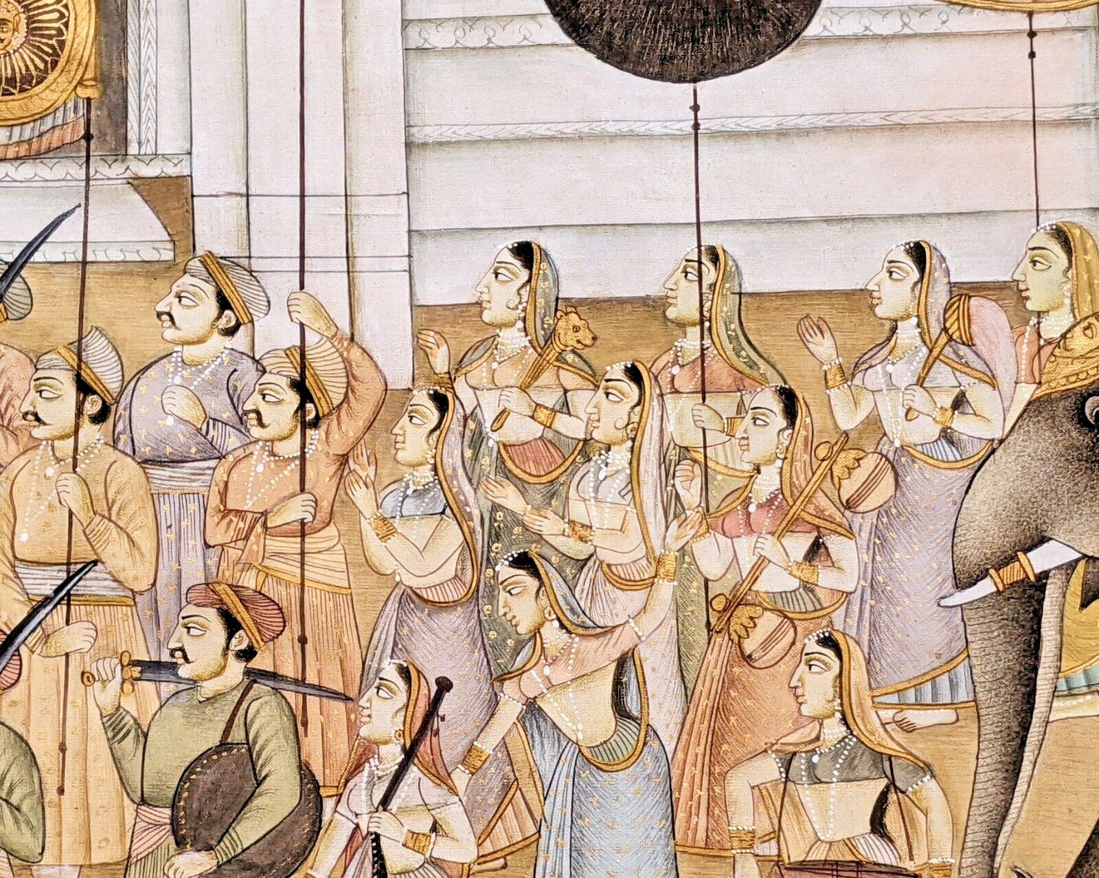 Good Indian Silk Painting Maharajah & Elephants photo vinterior