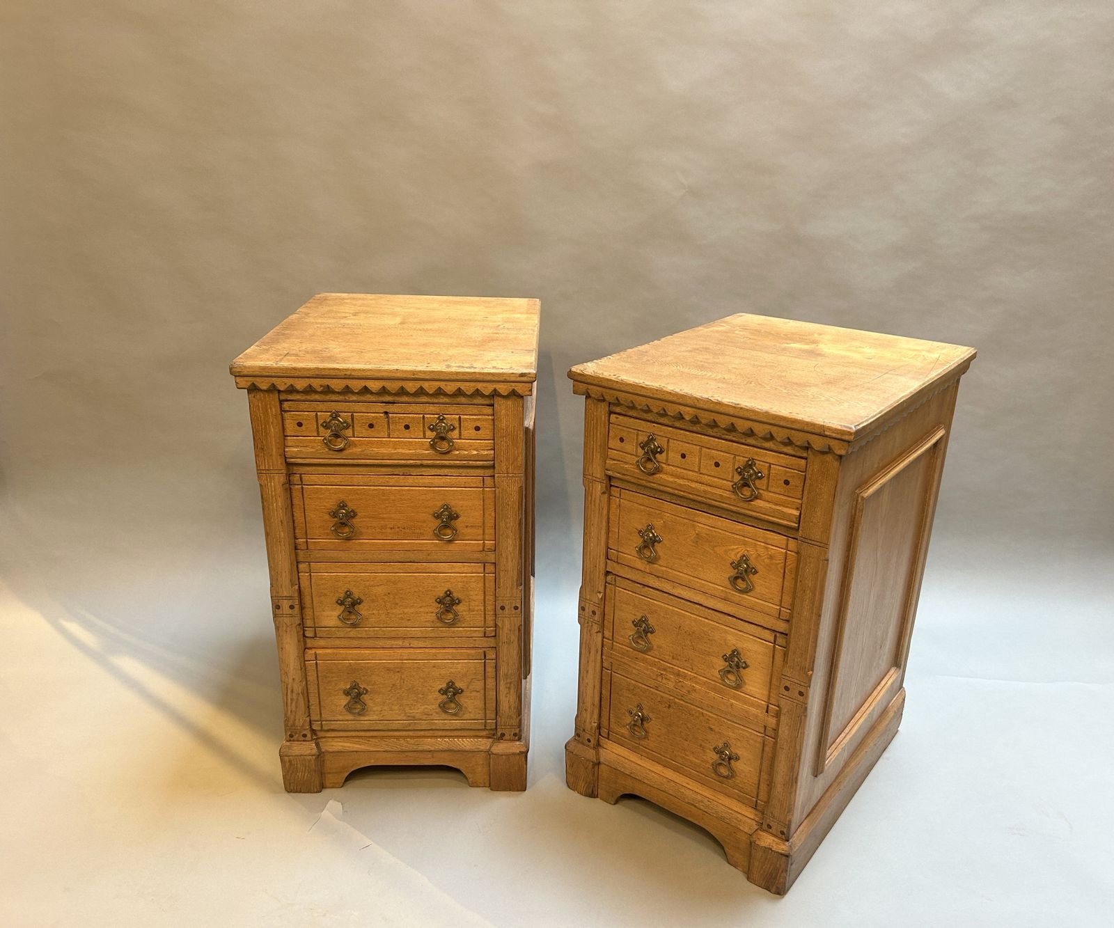 Pair Gothic Bedside Chests Of Drawers