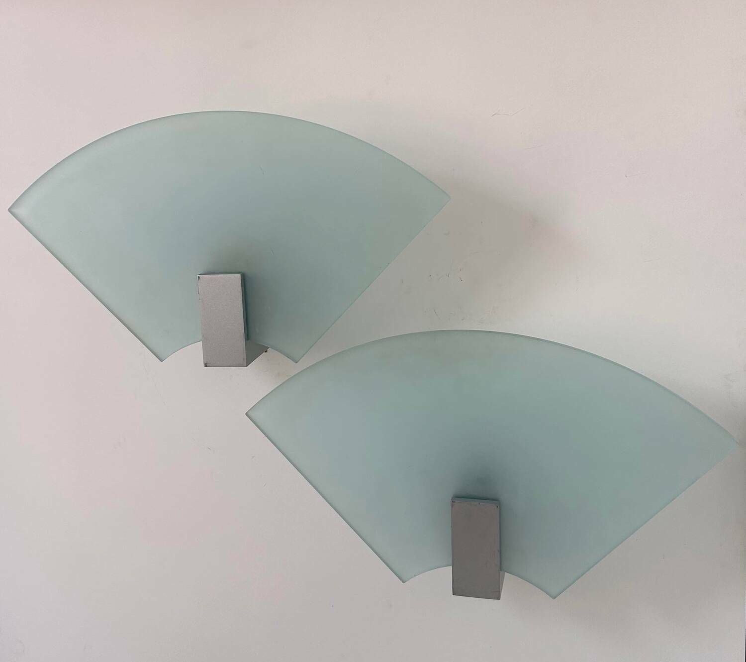 550.0 Pair Of Vintage Sandblasted Glass Wall Lights, Italy 1980s photo