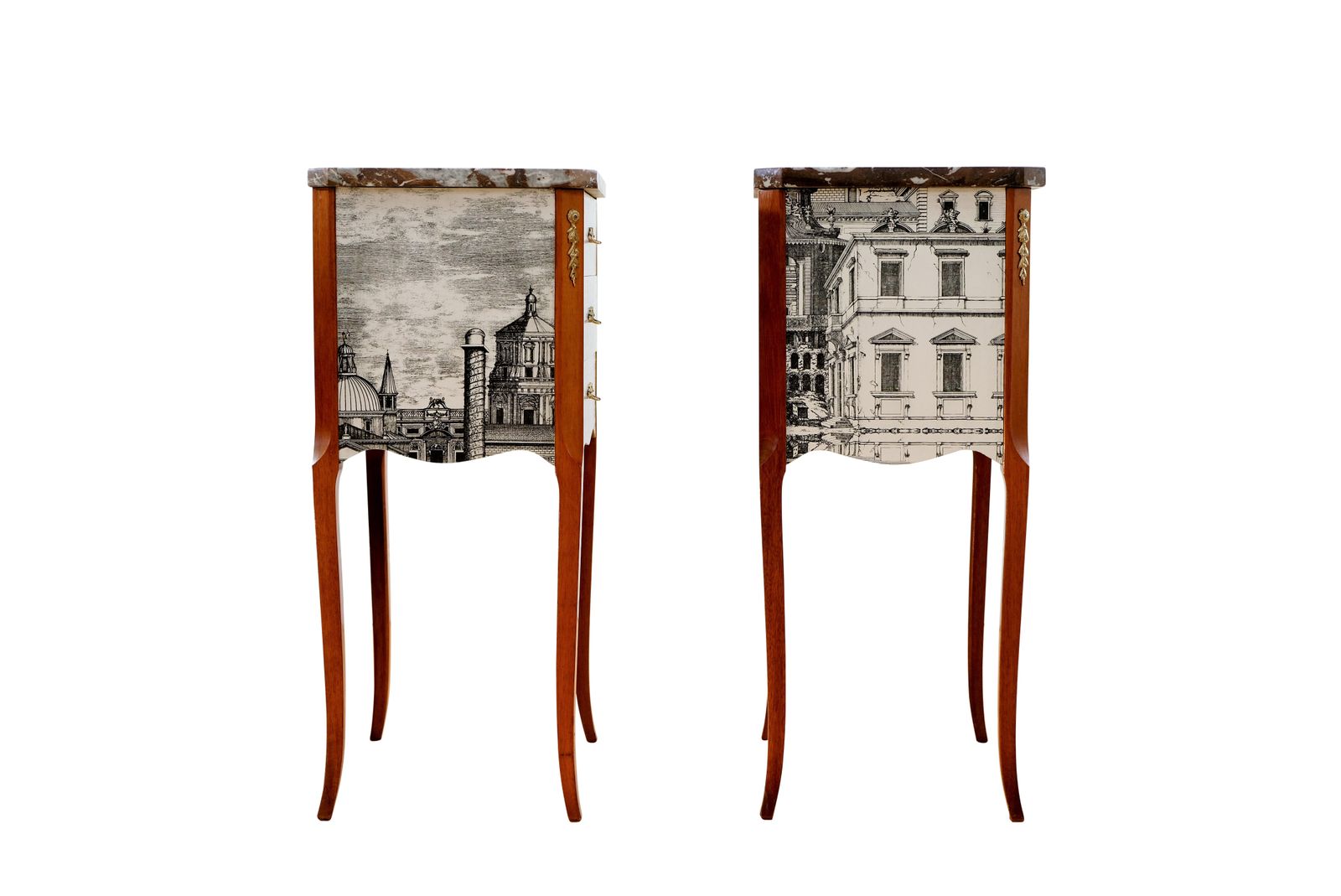 Pair Fornasetti Design Nightstands With Marble Top photo 3000.0