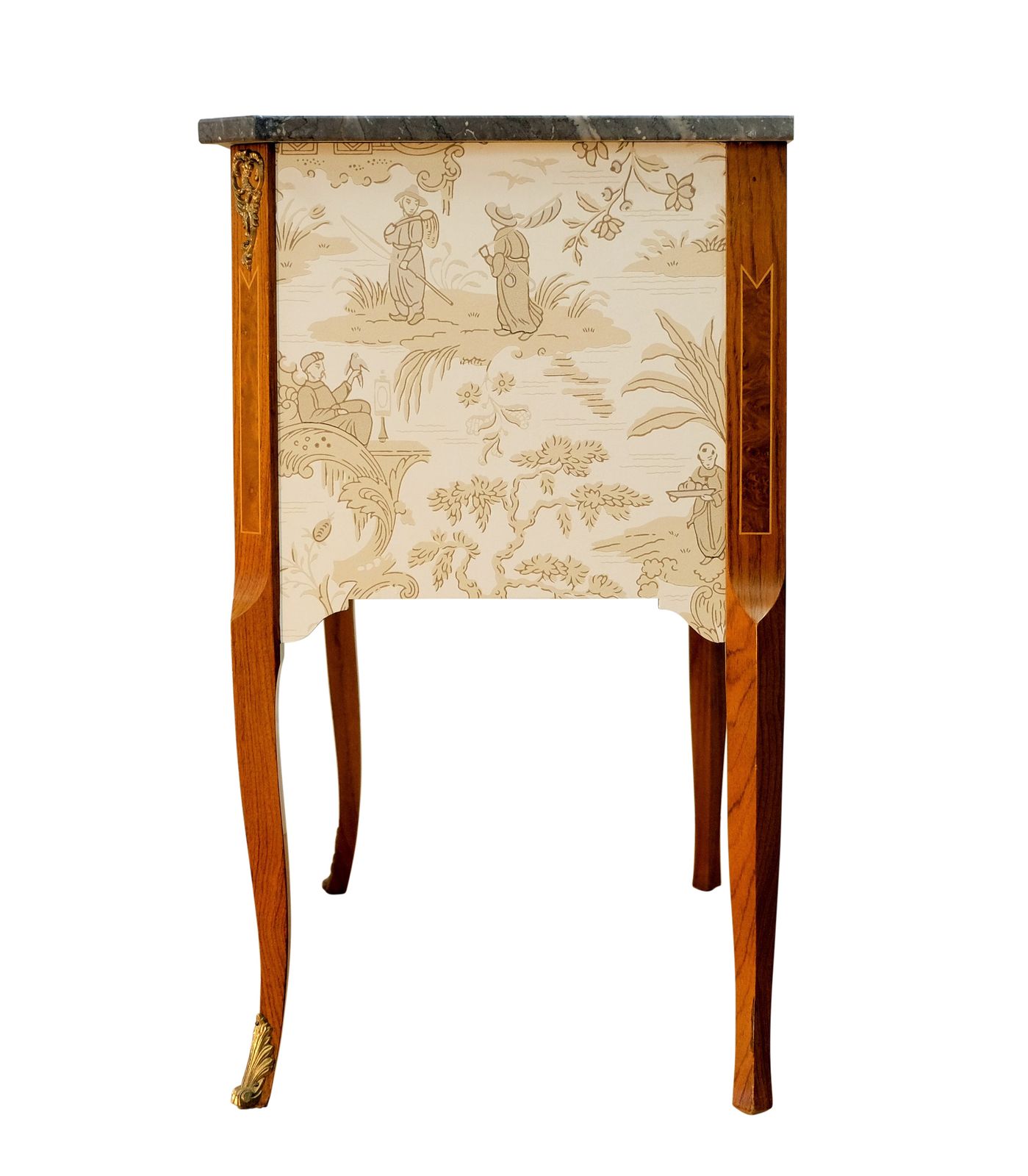 Gustavian Style Commode With Natural Marble Top And Chinoiserie Design photo 1900.0
