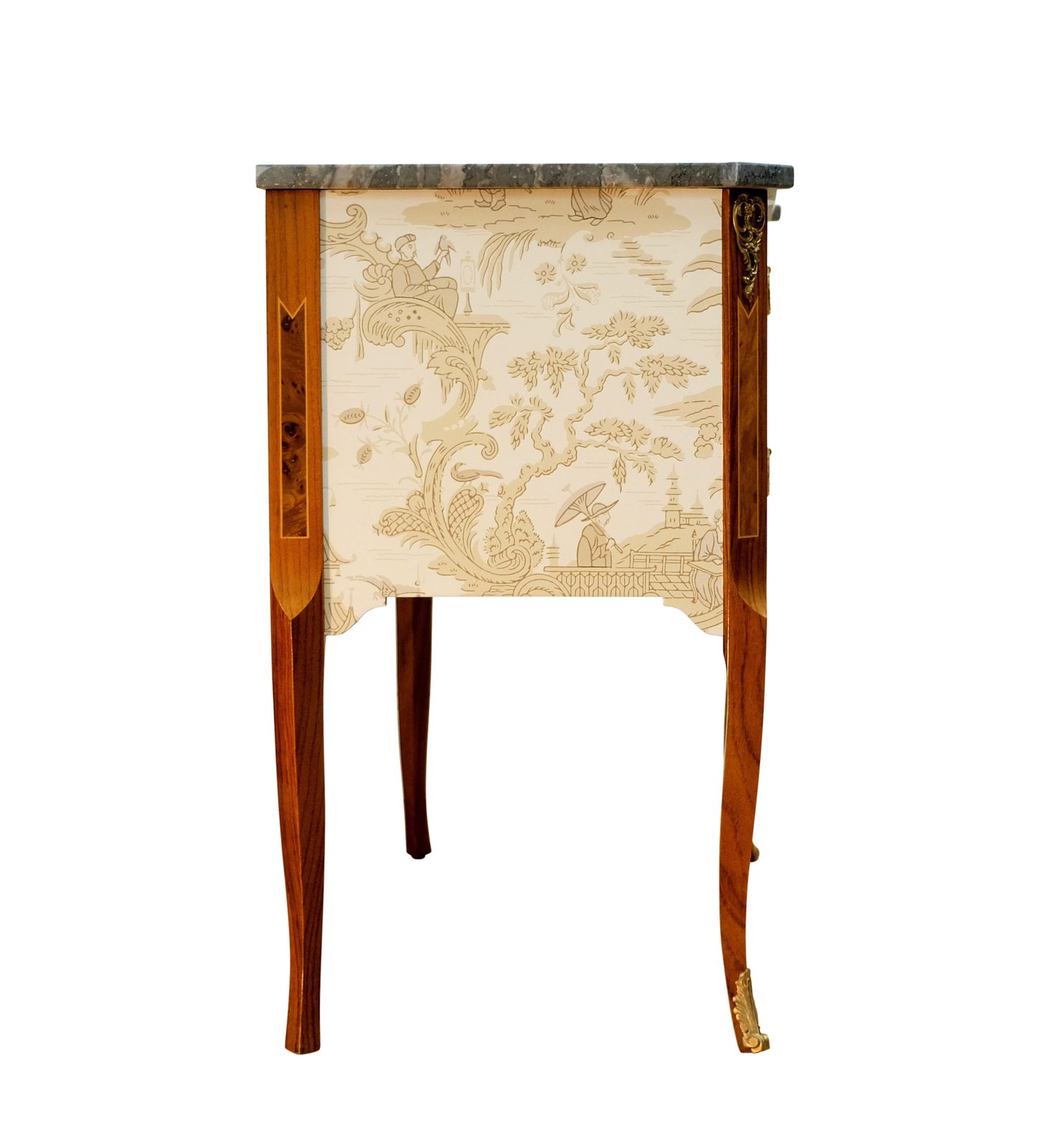 Gustavian Style Commode With Natural Marble Top And Chinoiserie Design photo buy