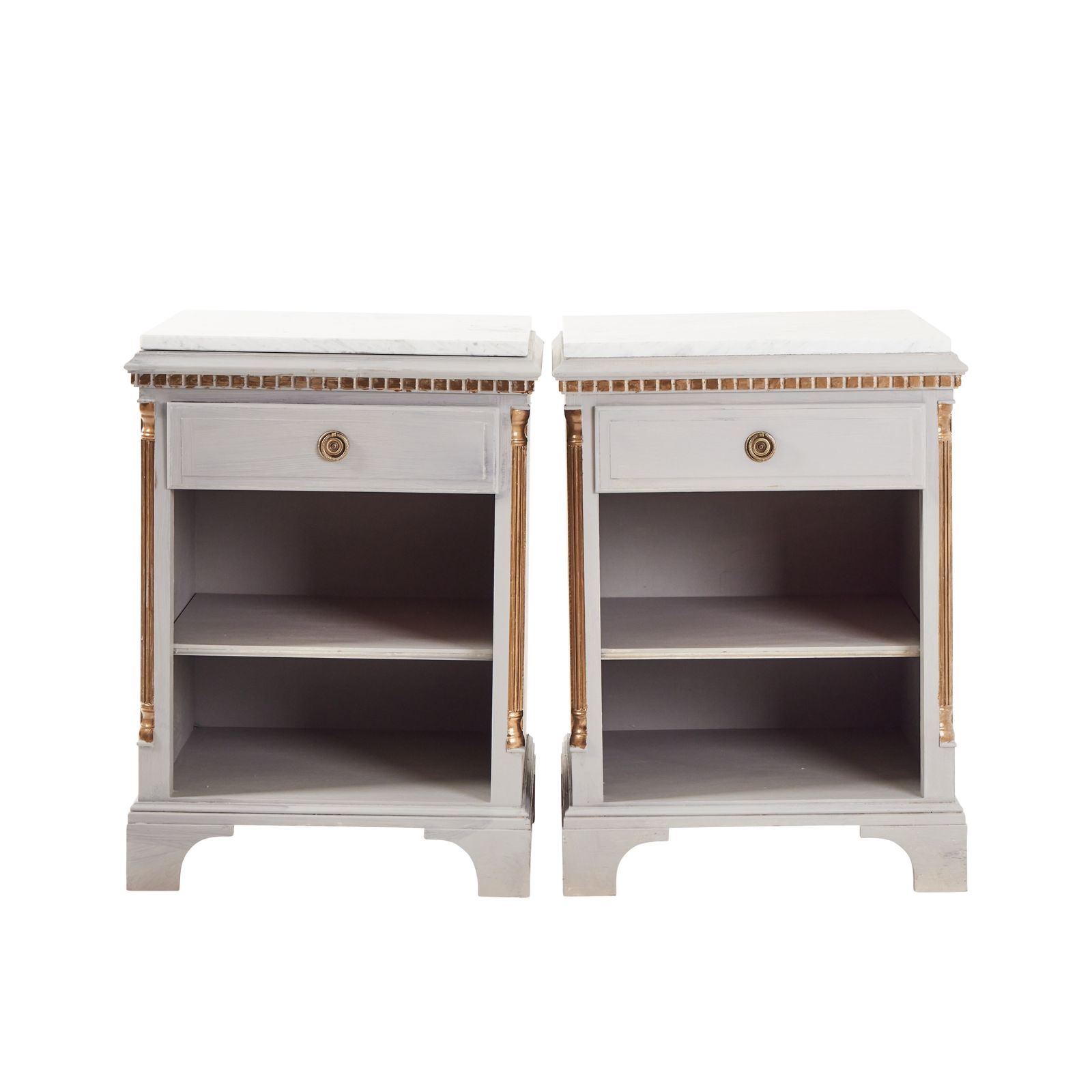 Pair Of Gustavian Bedside Table Wuth Marble Top