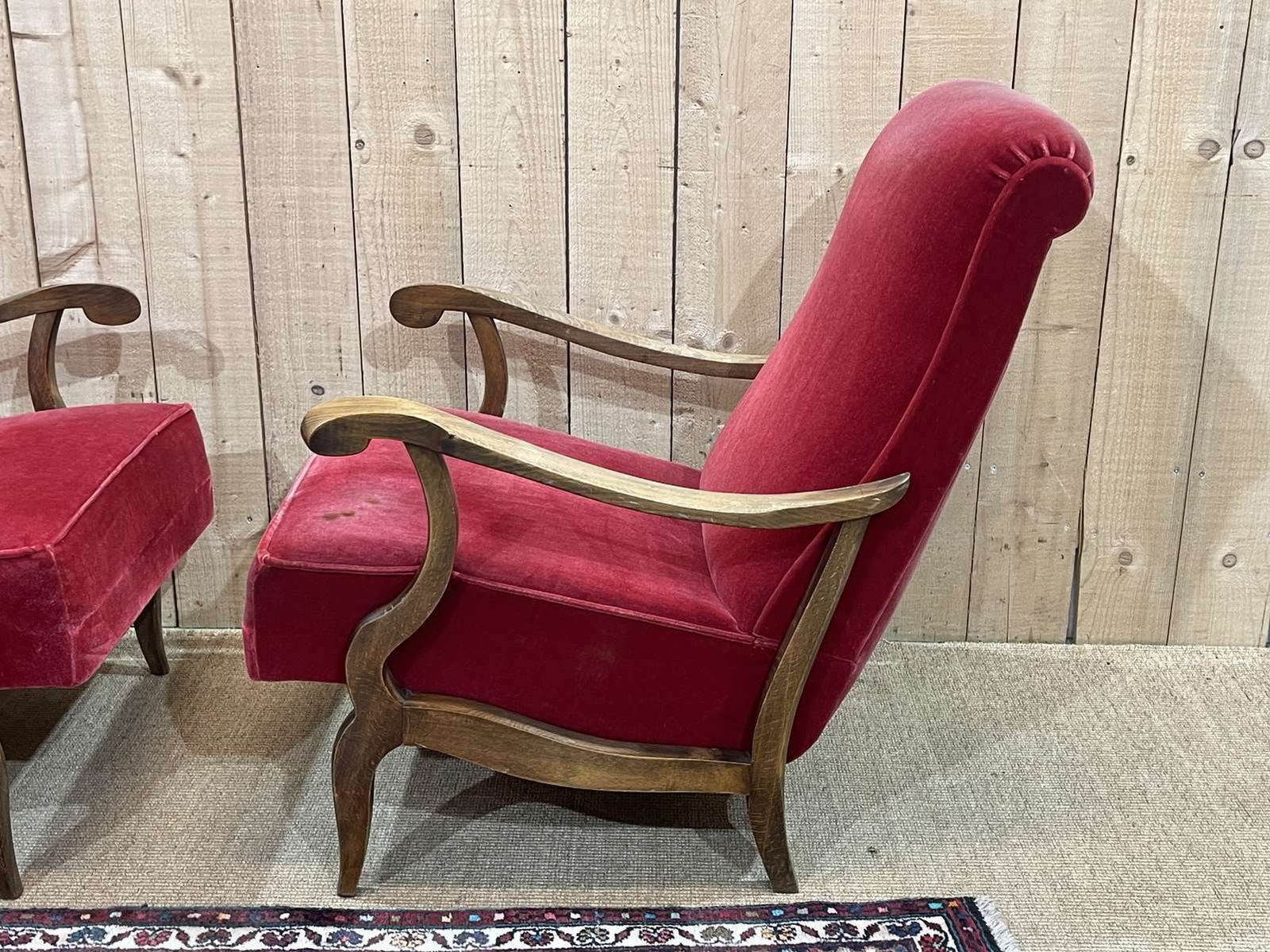 photo for sale Pair Of Beech Bridge Armchairs From The 1950s