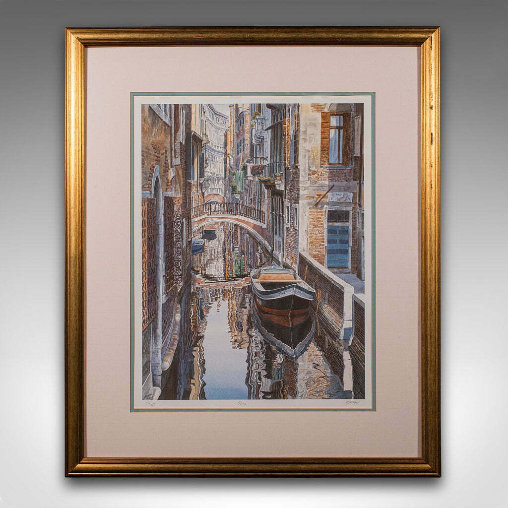 Contemporary Venetian Print, English, Framed, Limited Edition, Signed, Venice photo furniture