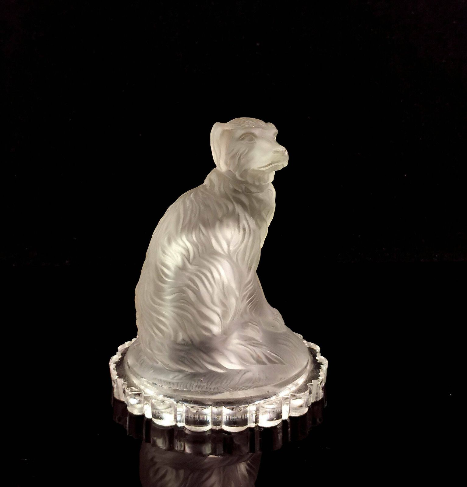 Antique Dog Sculpture, Pressed Glass Figure